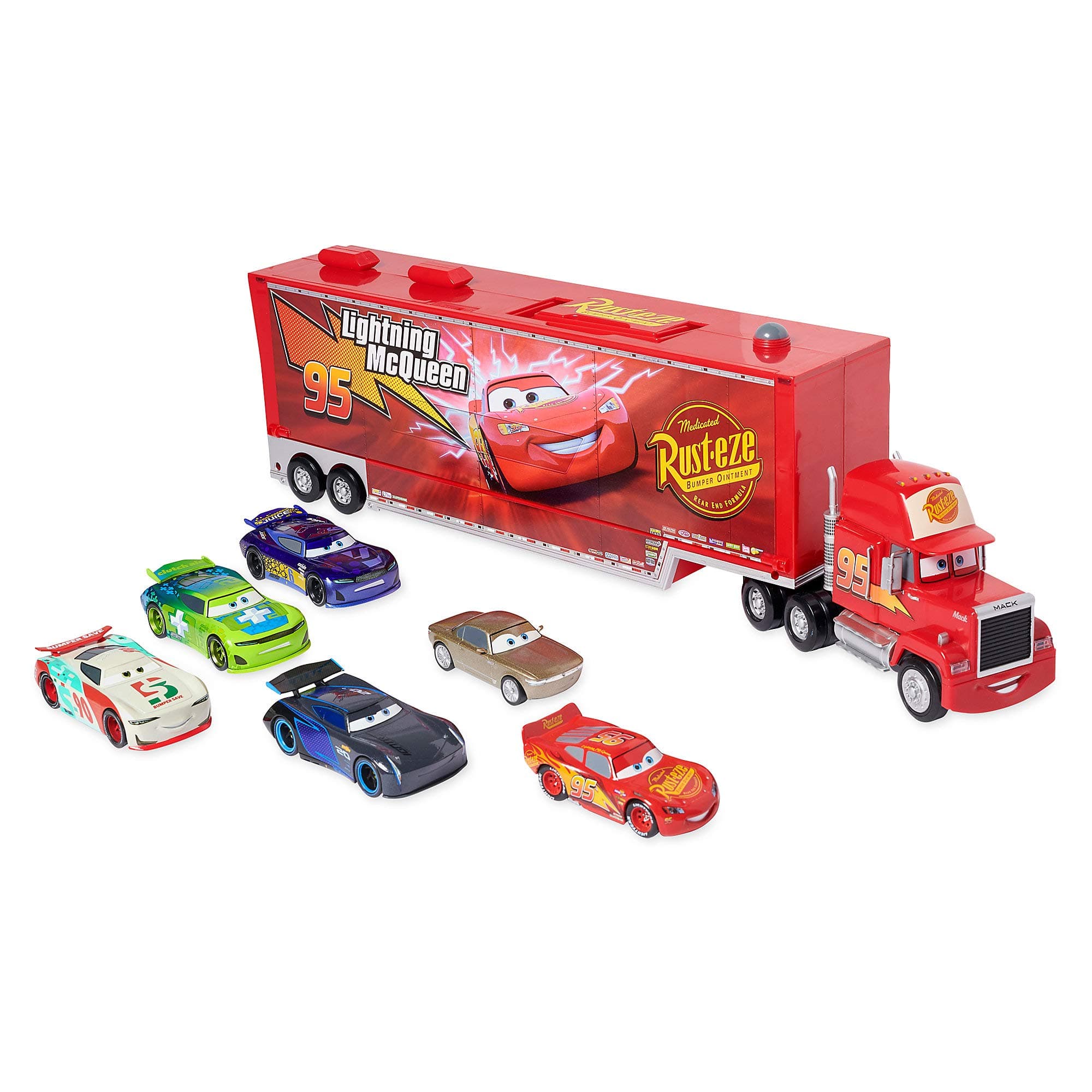 Disney Mack Friction Motor Hauler and Six Die Cast Cars Set