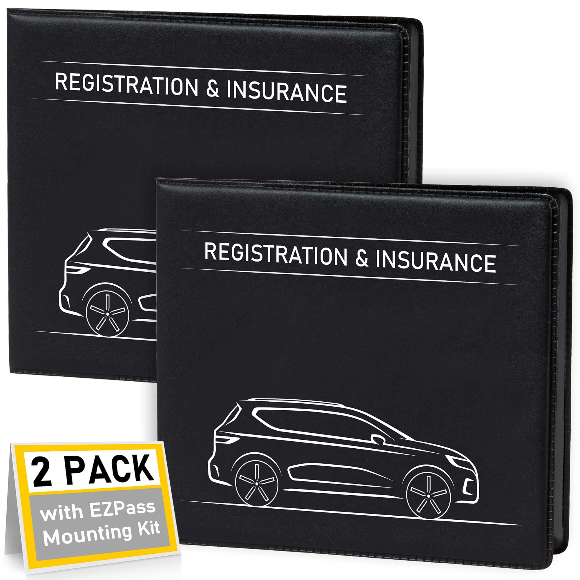 CANOPUS Car Registration and Insurance Holder (Small, Black-White), Black, SUV, Compact