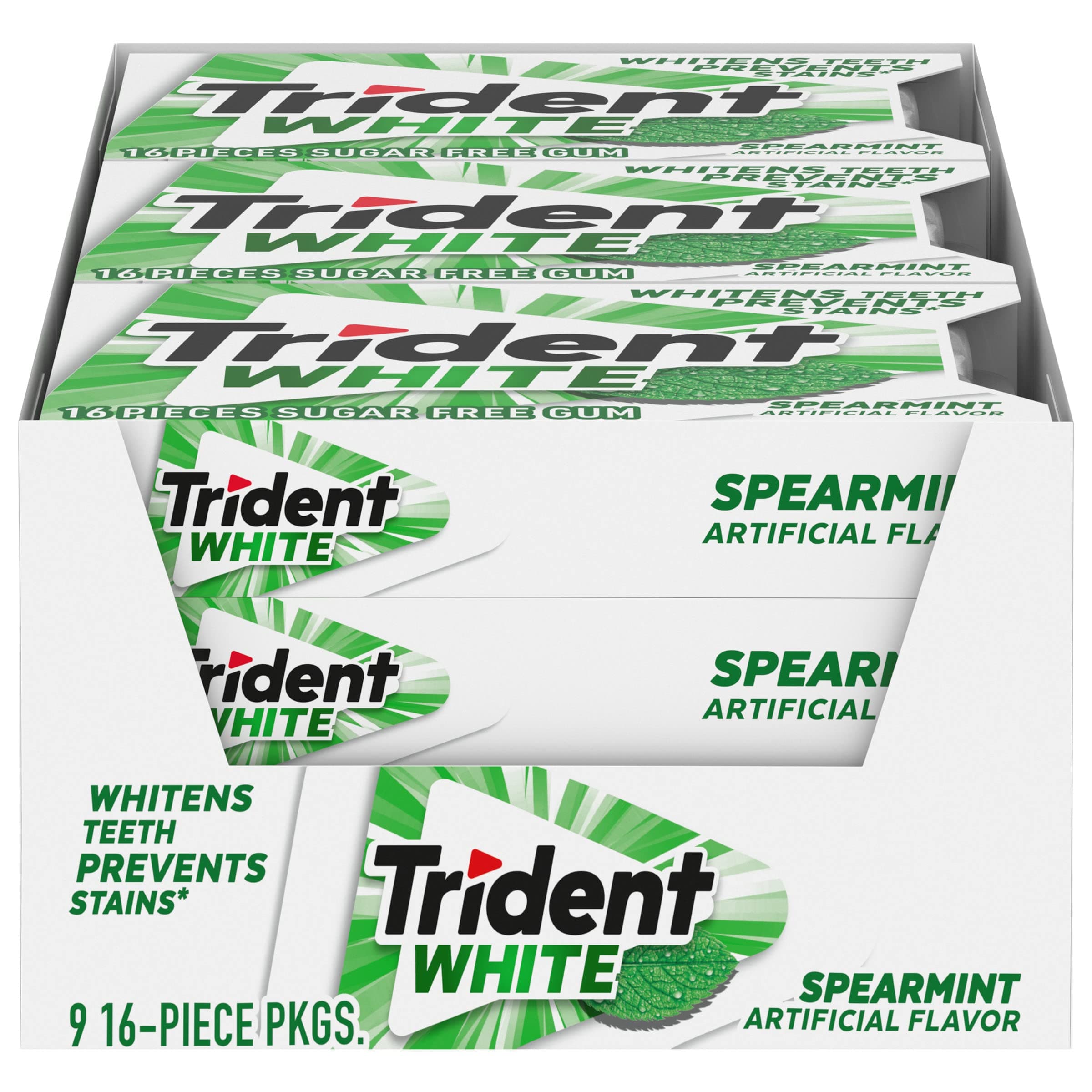 White Spearmint Sugar Free Gum - 9 Pack (144Piece Total)