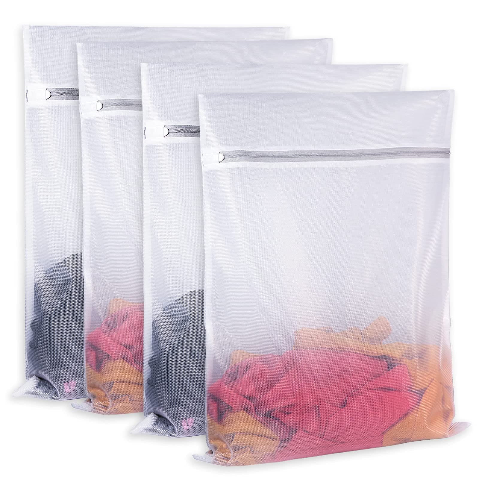 - Mesh Laundry Bags,Laundry Bags Mesh Wash Bag for Washing Machine-Supper Zipper Net Laundry Bag,Lingerie,Sweater,Garment,Undergarment Large Size(16 x20 inch),Pack of 4