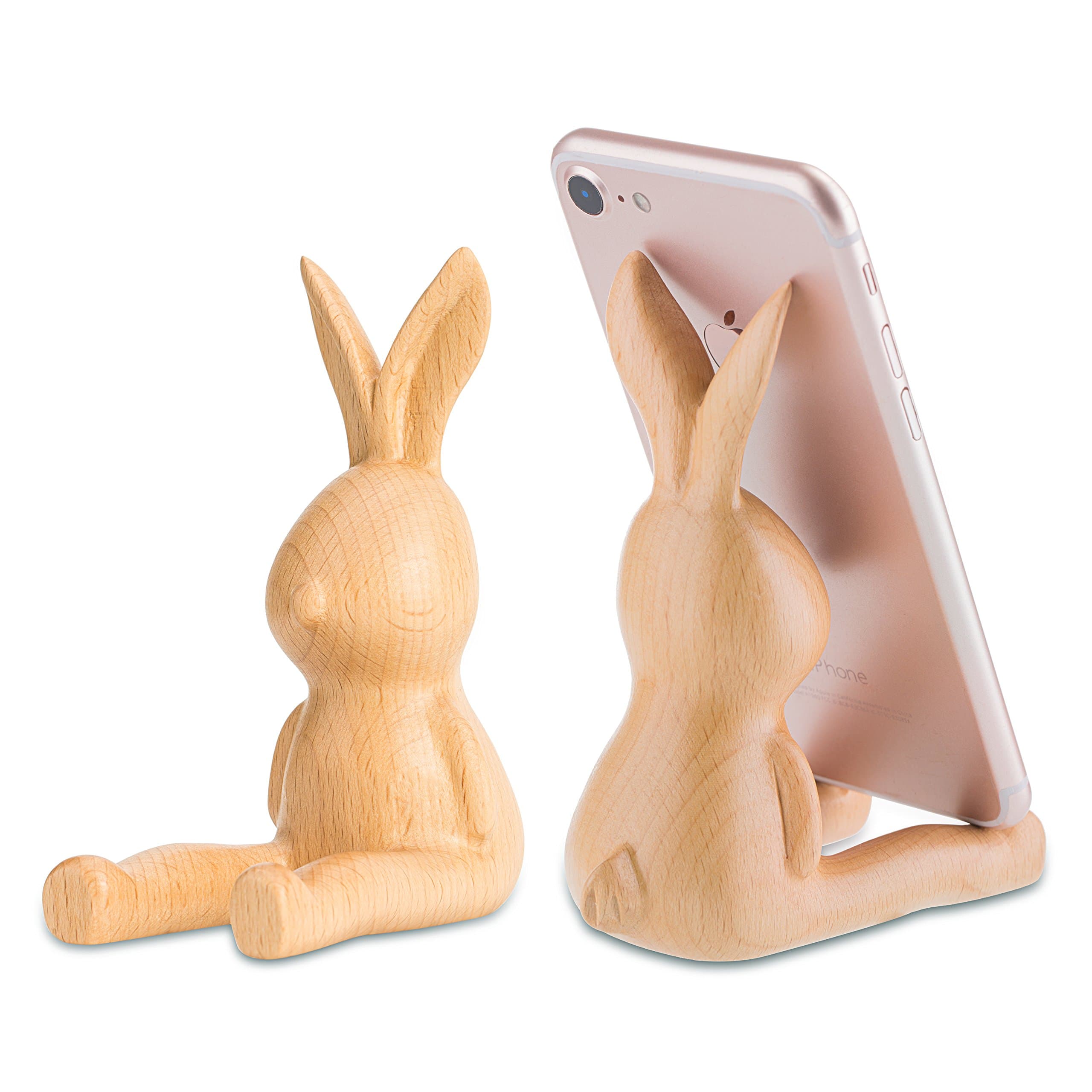 Phone Stand, AhfuLife® Wooden Rabbit Bunny Phone Holder/Stand, Desk Decoration Multi-Functional Supplies Organizer, Gift for Valentine's Day, Easter Day, Mothering Sunday