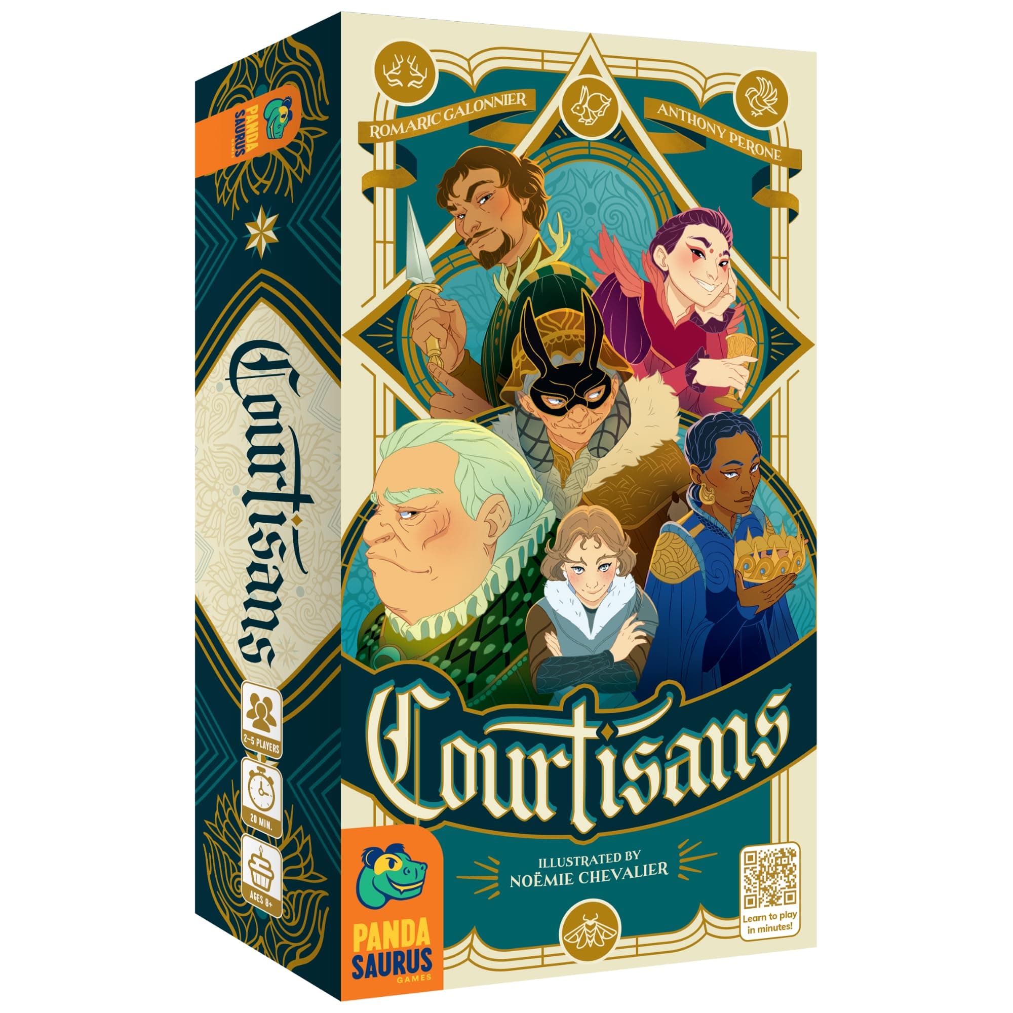 Courtisans Card Game - Navigate intrigue and influence at a queen's banquet! Strategy Game, Fun Family Game for Kids and Adults, Ages 8+, 2-5 Players, 20-30 Minutes Playing Time by Pandasaurus Games