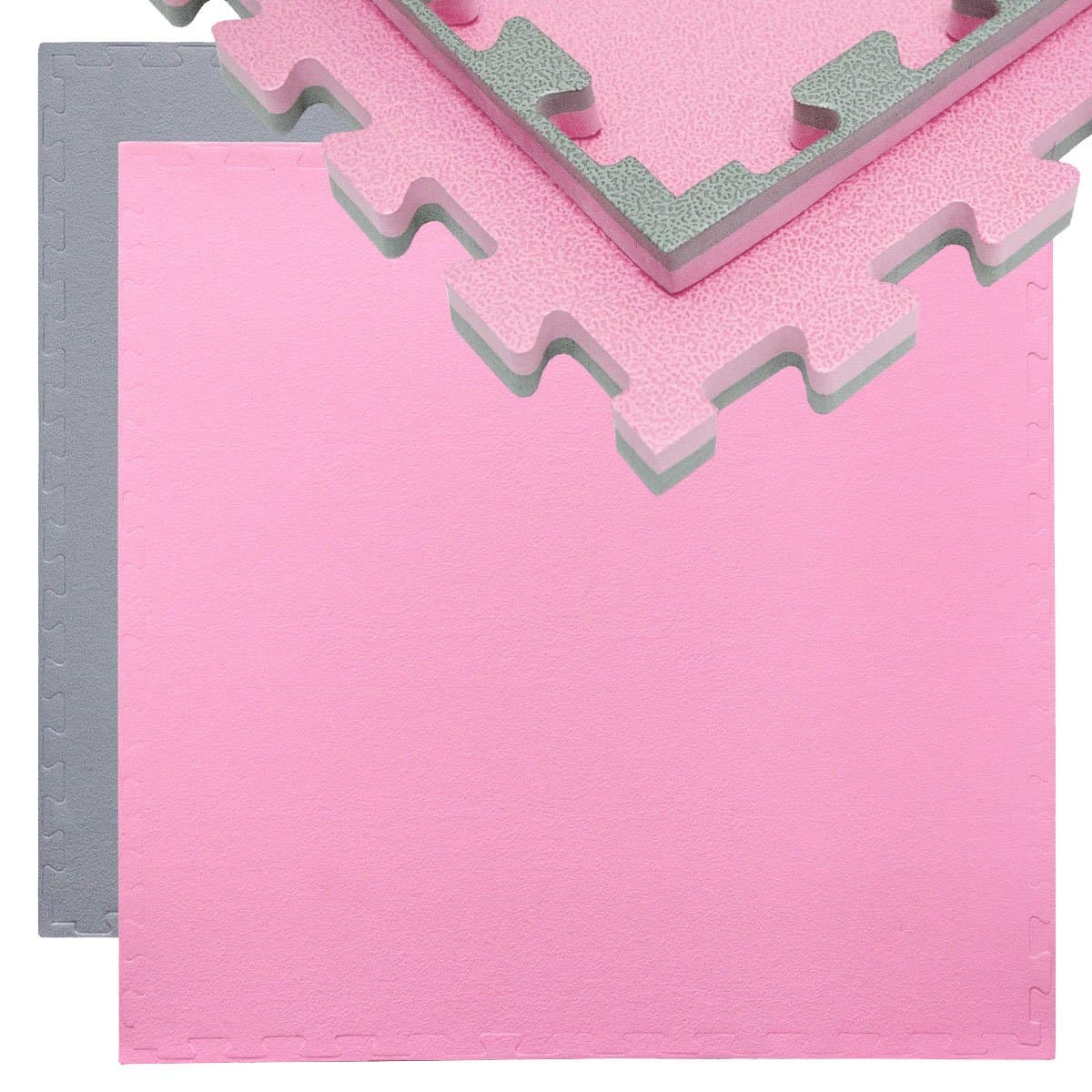 EYEPOWER Exercise Puzzle Mat 20mm thick EVA foam Protective Flooring 90x90cm for fitness sport reversible Gray Pink
