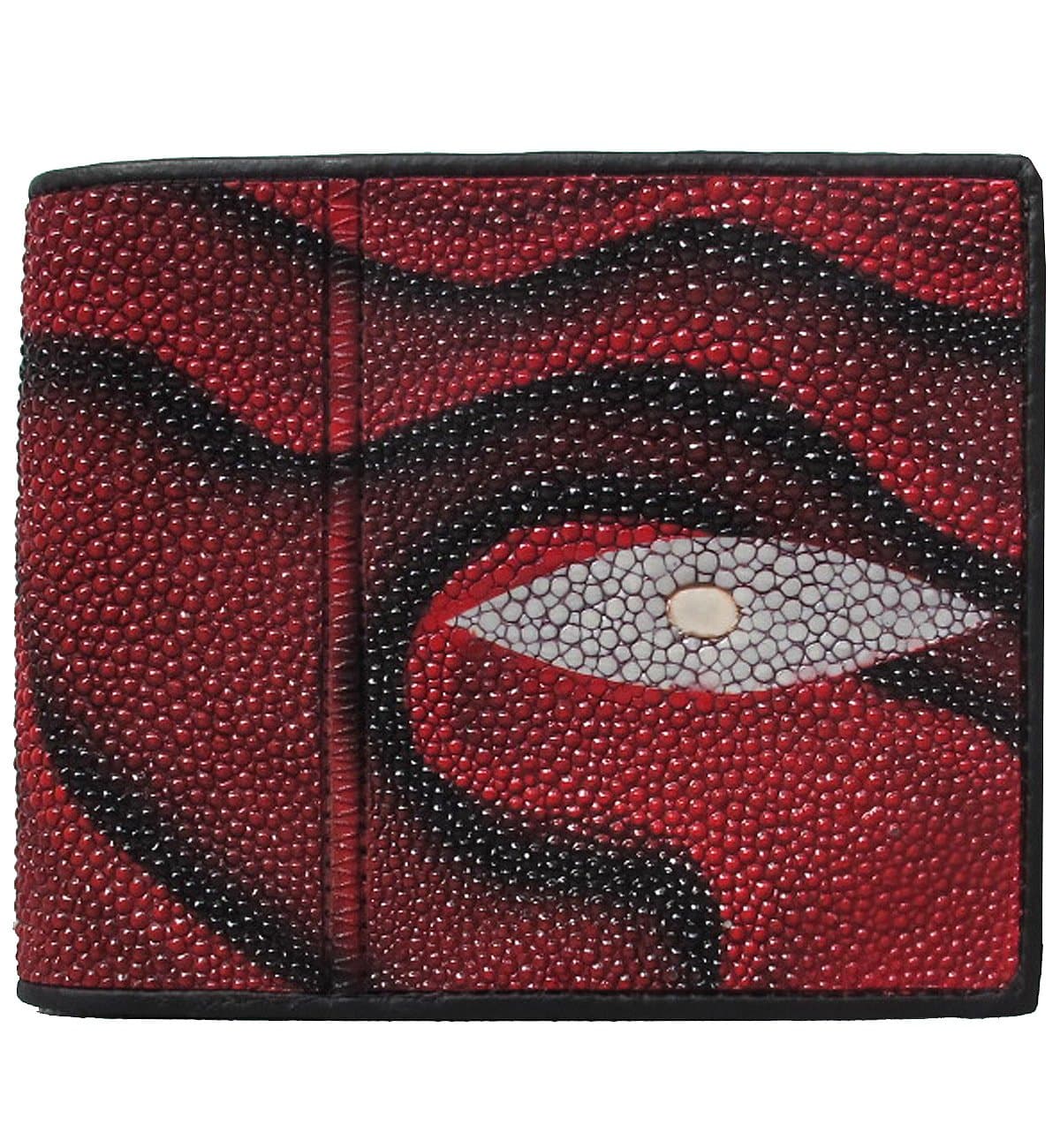 "HelloJatujak" 100% BEAUTIFUL GENUINE STINRAY BIFOLD WALLET IN RED AND BLACK COLOR STANDARD 3.5 x 4.5 INCHES