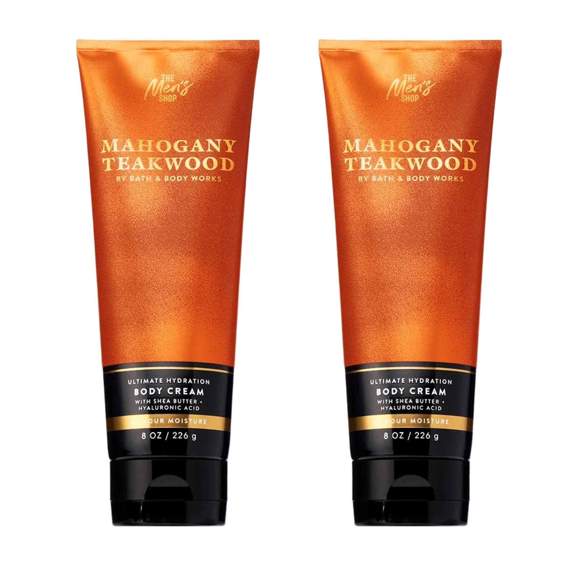 Men’s Body Cream, Mahogany Teakwood Scent, Ultimate Hydration Moisturizer with Shea Butter & Hyaluronic Acid for Dry Skin, Warm Woodsy & Masculine Scent, 8 oz - 2 Pack