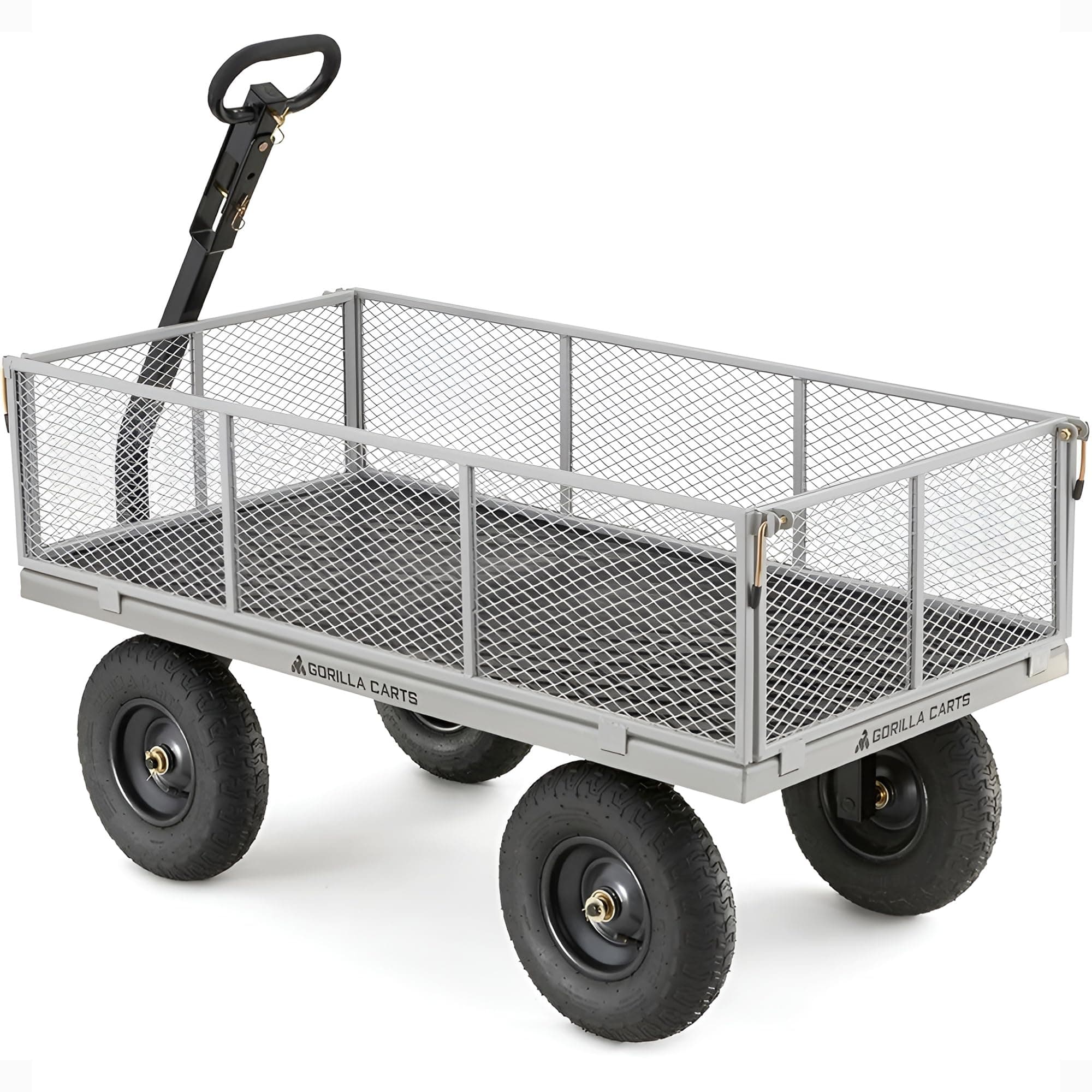 Gorilla Carts Steel Utility Cart, 4 Cu Ft Bed, 800 lb Load Capacity, Black – Heavy-Duty Outdoor Hauling Wagon with Removable Side Panels for Yard, Lawn, Garden or Landscaping