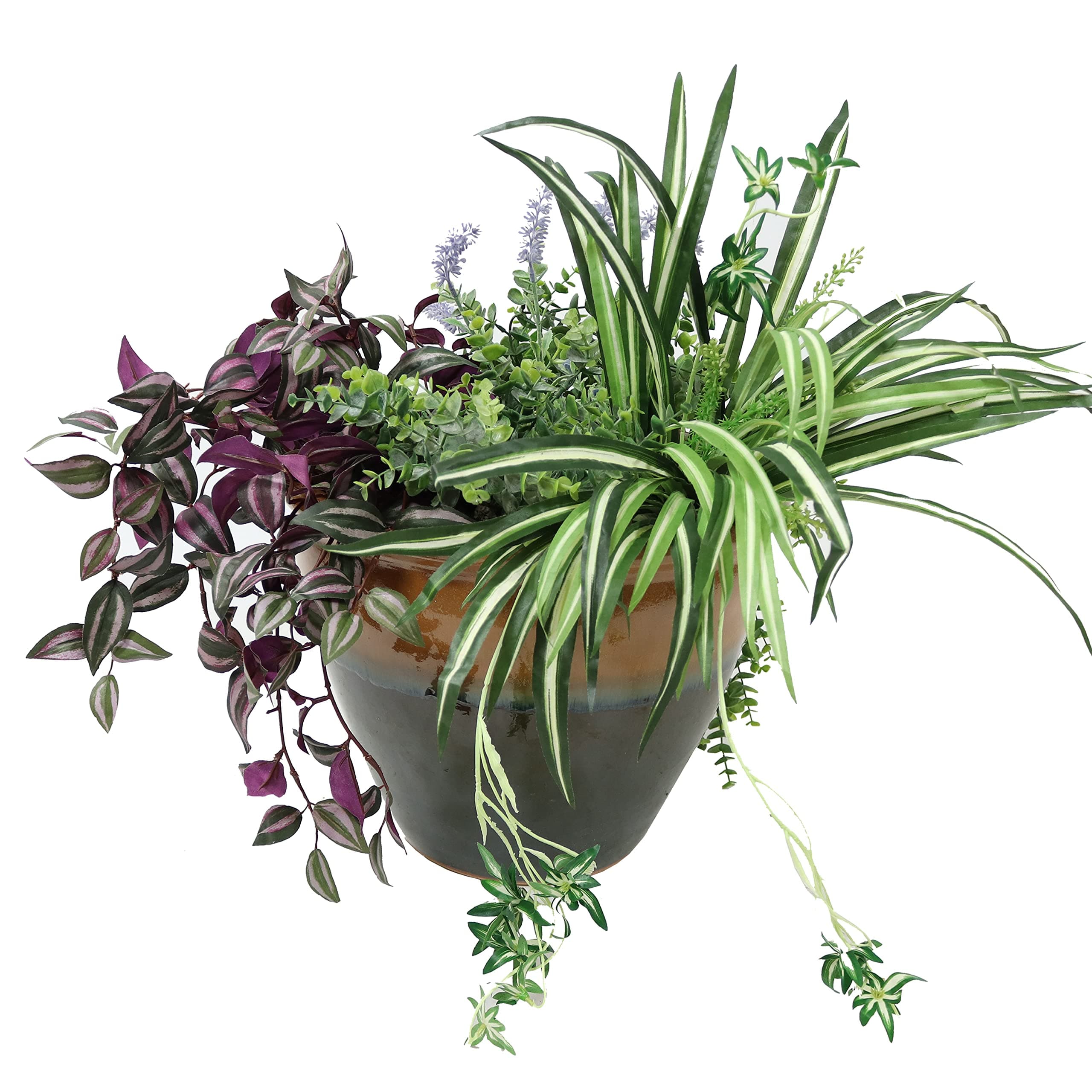 Sunnydaze Large Ceramic Plant Pot - Round Outdoor Glazed Ceramic Planter Pot with Drainage - Chalet - Forest Lake Green - 14.5"