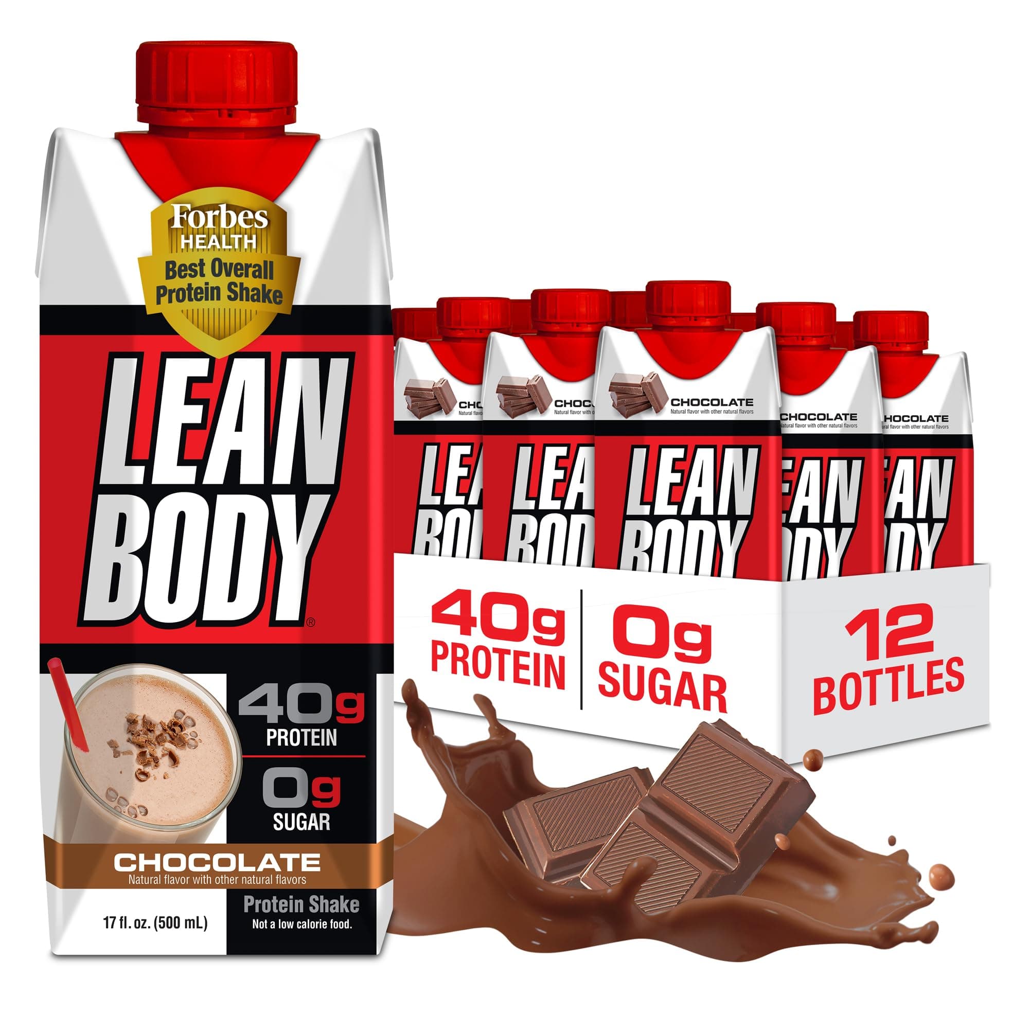 Labrada Lean Body Ready-to-Drink Chocolate Protein Shake, 40g Protein, Whey Blend, 0 Sugar, Gluten Free, 22 Vitamins & Minerals, LABRADA, 17 Fl Oz (Pack of 12)