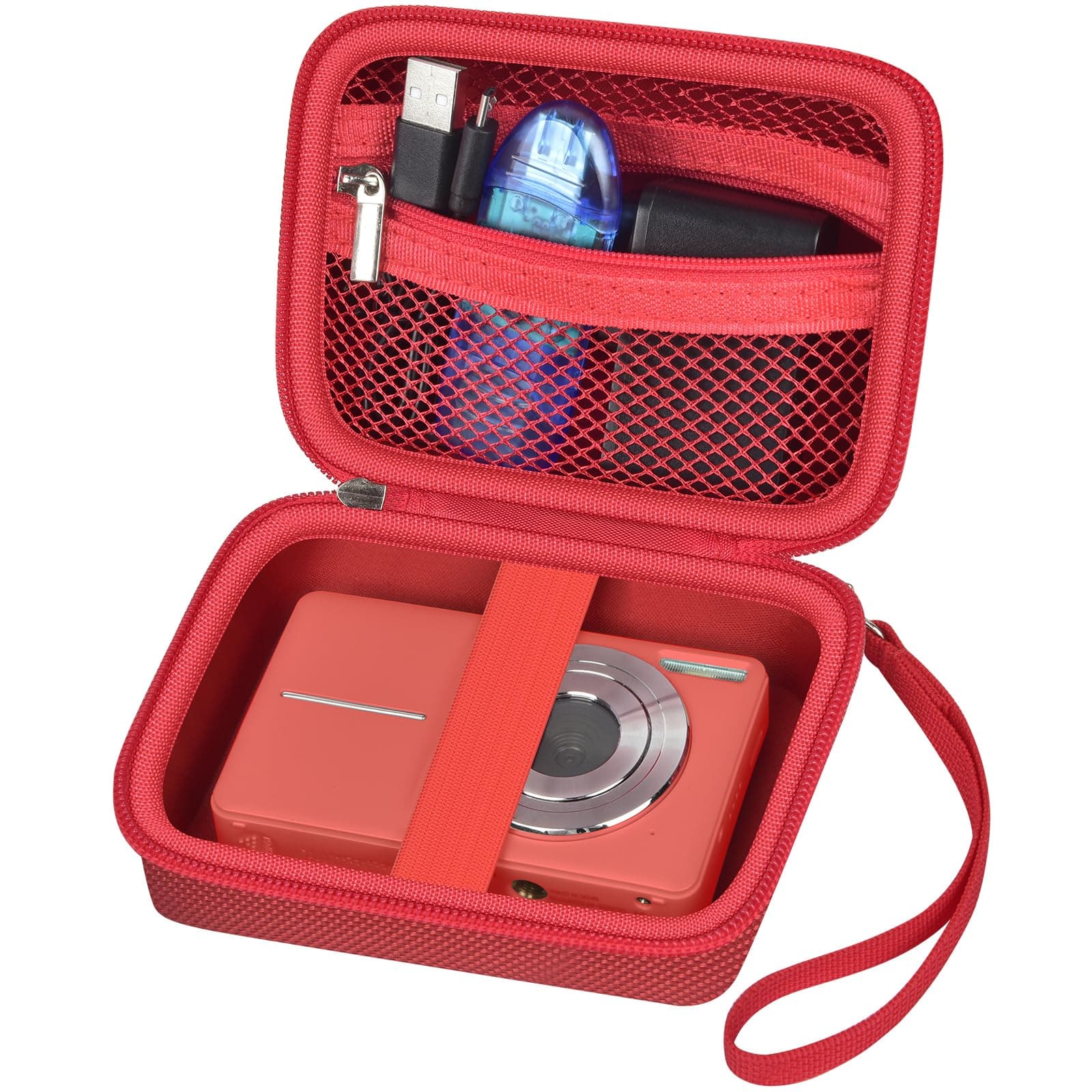 Case Compatible with VAHOIALD FHD 1080P Digital Camera/for CAMKORY Digital Point and Shoot/for Kodak PIXPRO FZ45-BK 16MP Vlogging/for IWEUKJLO/for Nsoela, Holder for SD Card More (Red)