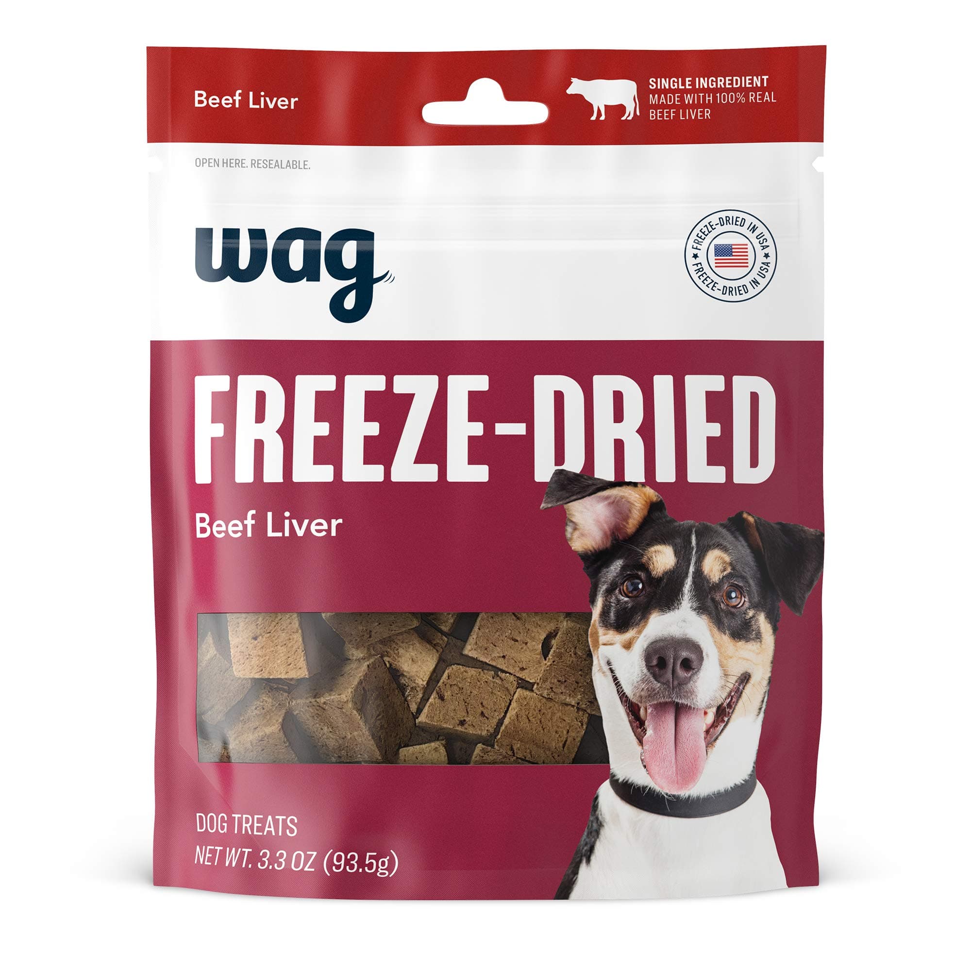 QUOERSRTI Amazon Brand - Wag Freeze Dried Raw Individual Ingredients Dog Treats Beef 3.2 oz