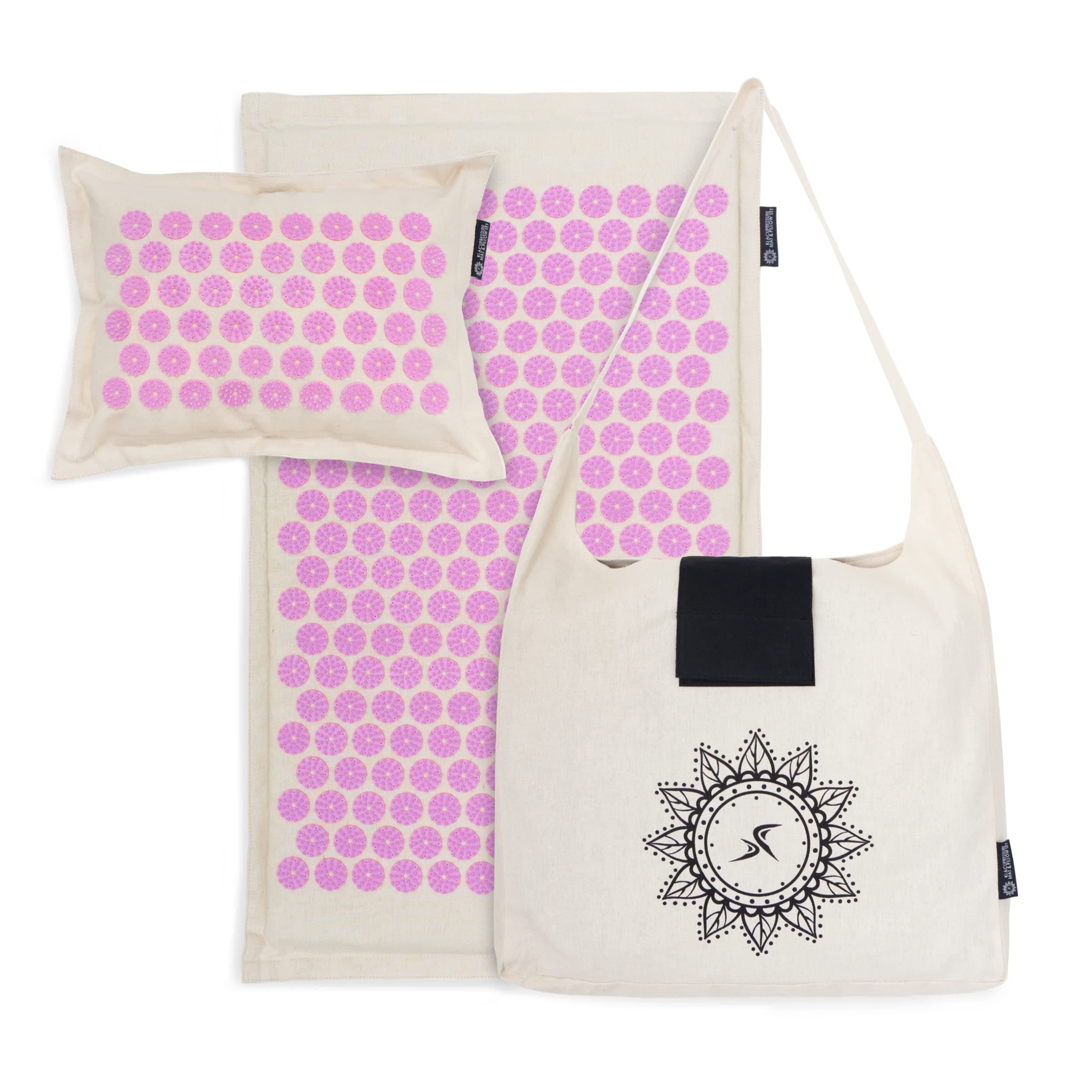 Ki Acupressure Mat and Pillow Set with 100% Natural Linen for Back/Neck Pain Relief and Muscle Relaxation, Puprle