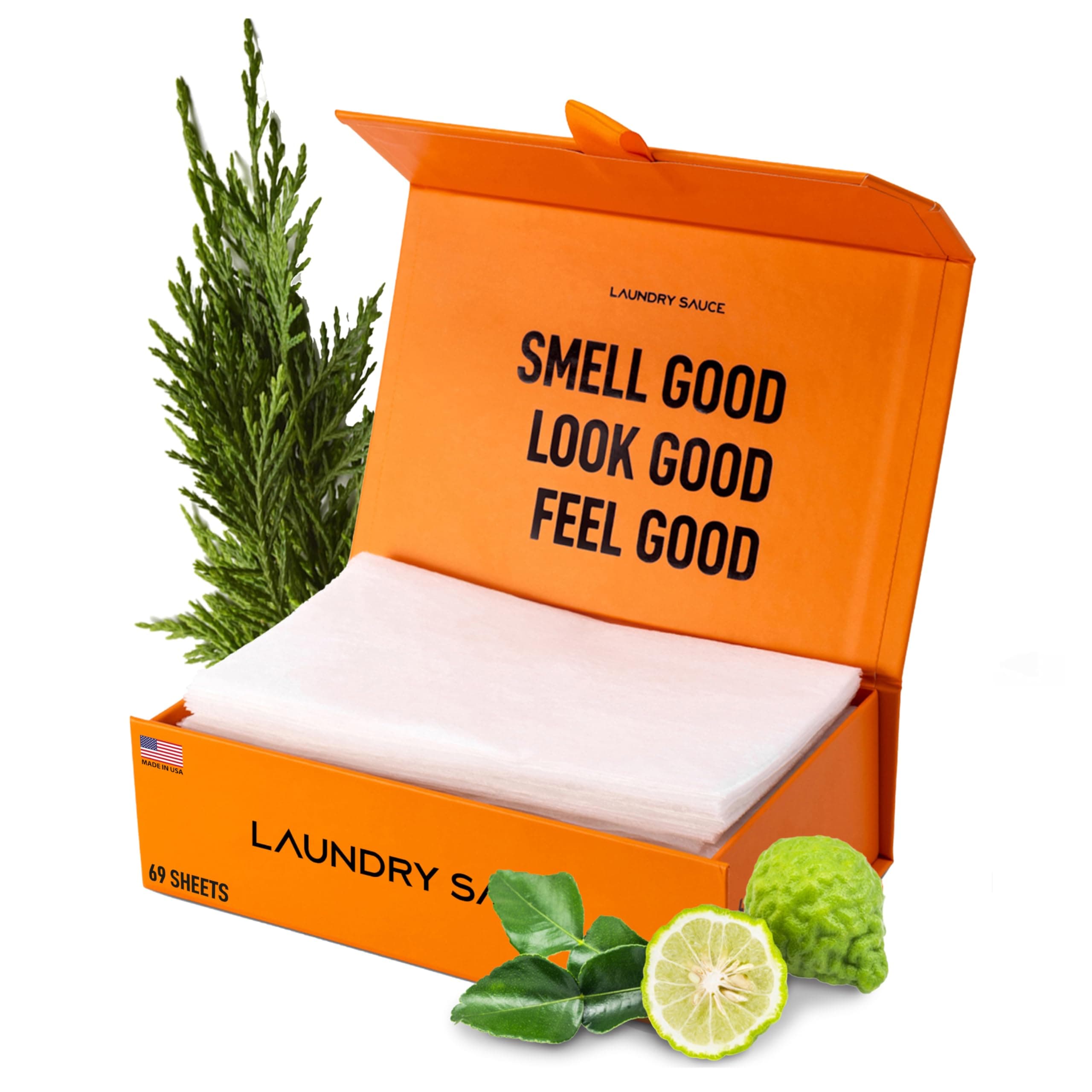 Laundry Sauce - Laundry Dryer Sheets (Italian Bergamot), Luxury Fragrance, Contains Essential Oils, Softens Fabric, Removes Static Cling, Eco-Friendly Packaging, Travel Friendly, 69 Count