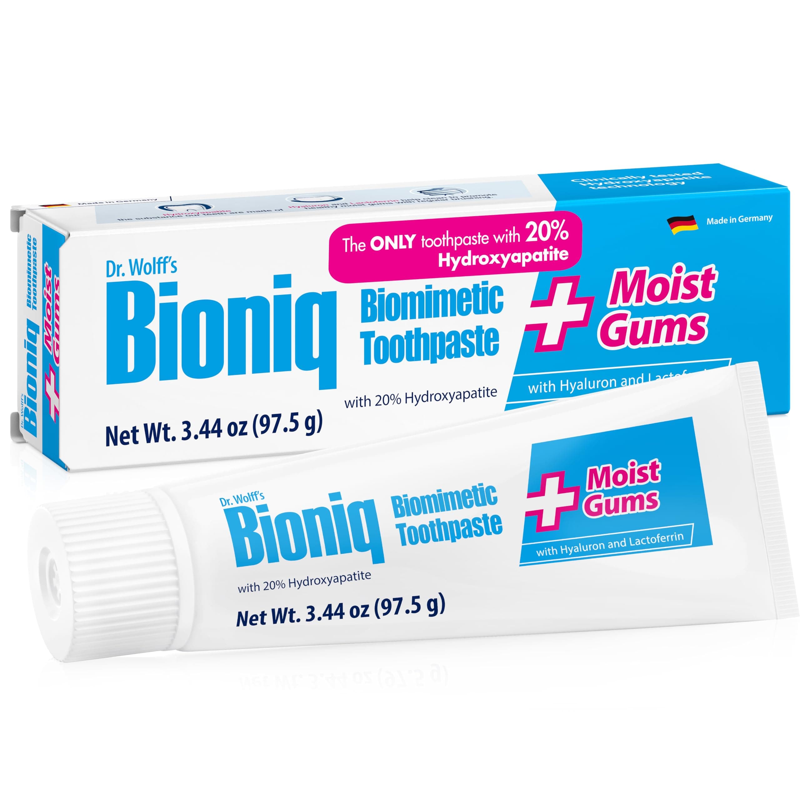 Bioniq Plus Toothpaste with 20% Hydroxyapatite, Fluoride Free Toothpaste, Hydroxyapatite Clinically Tested, Expert Enamel Care with Mint Flavor I 3.44 oz 1 Pack