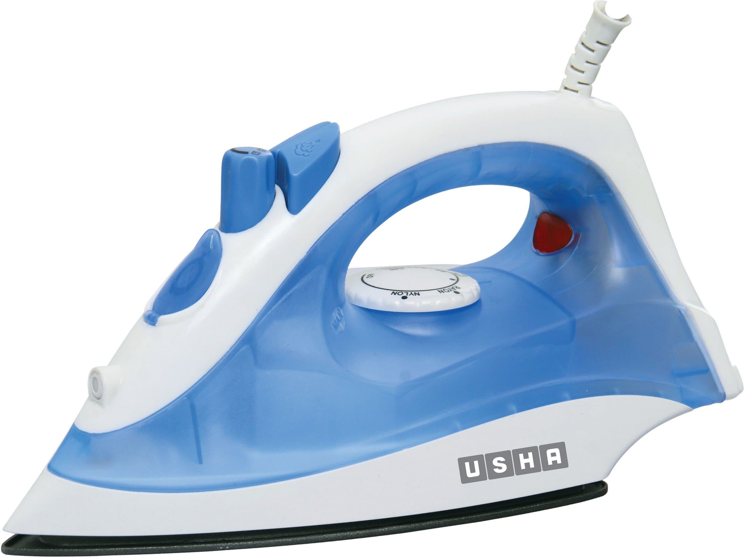Usha 3713 1300Watt Steam Iron with Self Cleaning Function | Teflon Coated Soleplate | Powerful Steam Output upto18gm/min | 180ml Water Tank Capacity | 2 Years Warranty | (Blue & White)