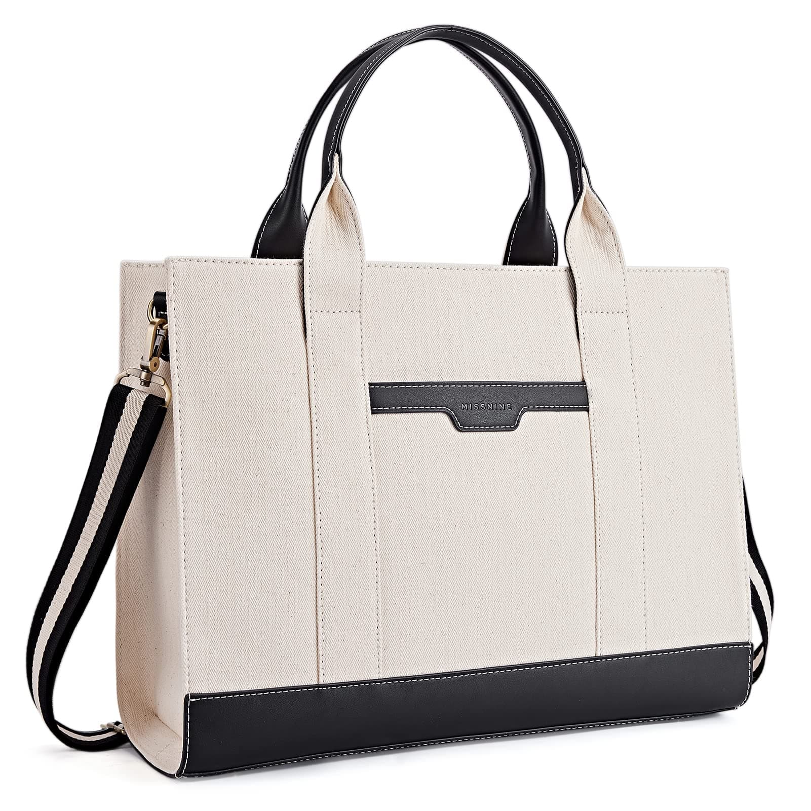 Tote Bag Canvas Laptop Bag 15.6 inch Briefcase for Women Large Capacity Handbag for Office, School, Travel