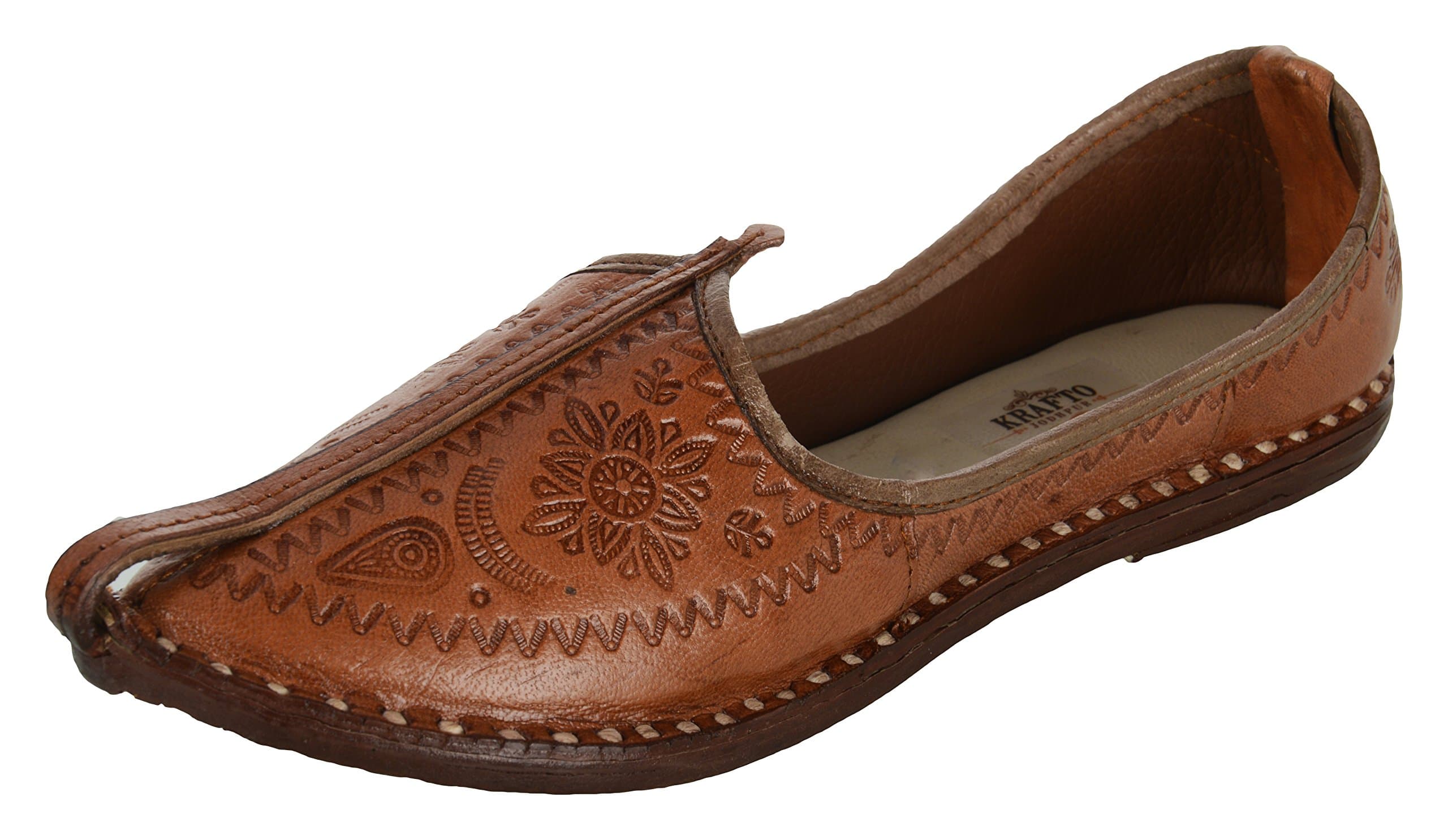 Krafto Men's Leather Imprinted Oak Jodhpuri Mojaris, 9 UK(Bronze)