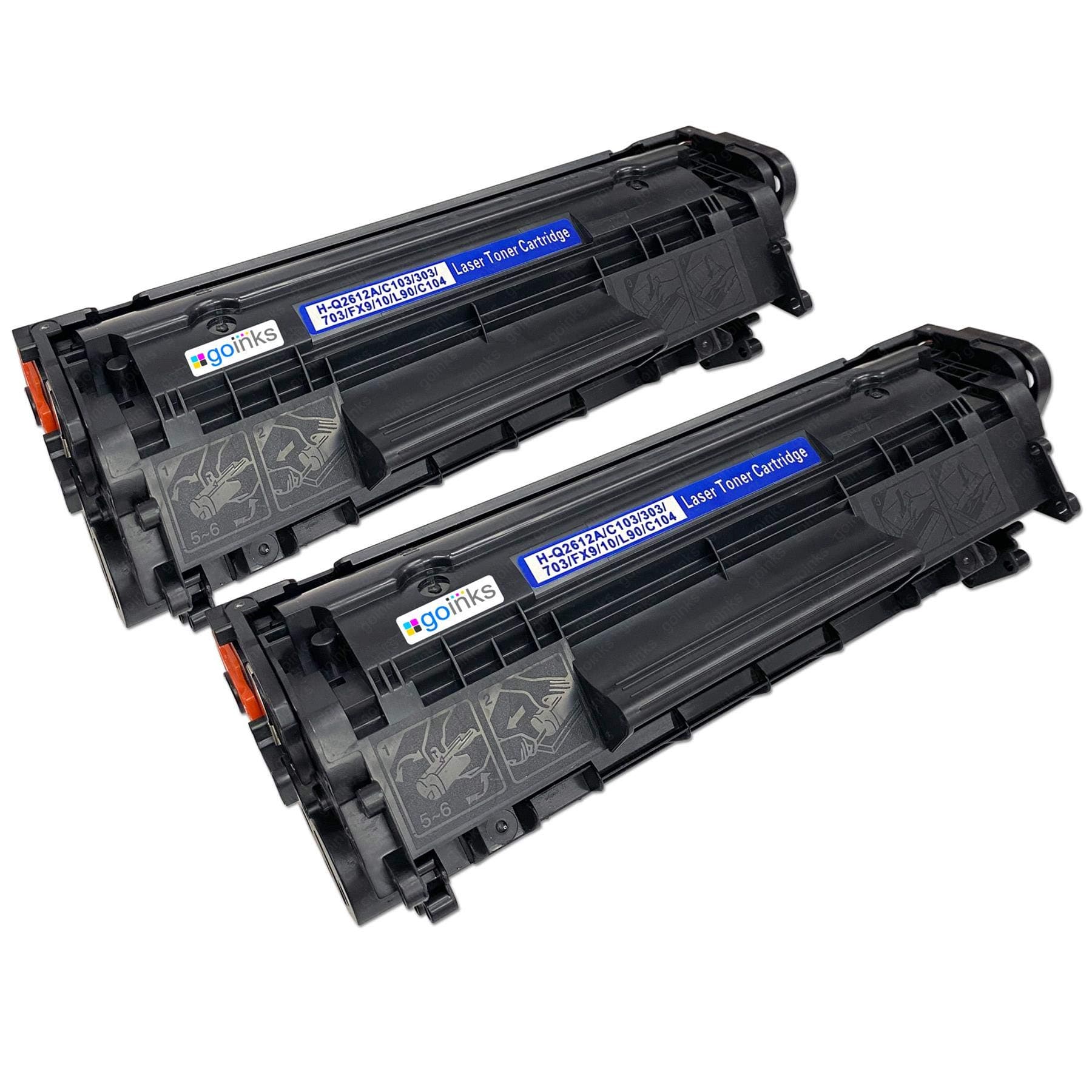 Compatible Q2612A Laser Toner Cartridge - 2 Pack replacement for HP LaserJet Printers - 2000 Pages per Toner - 2x Black Cartridges