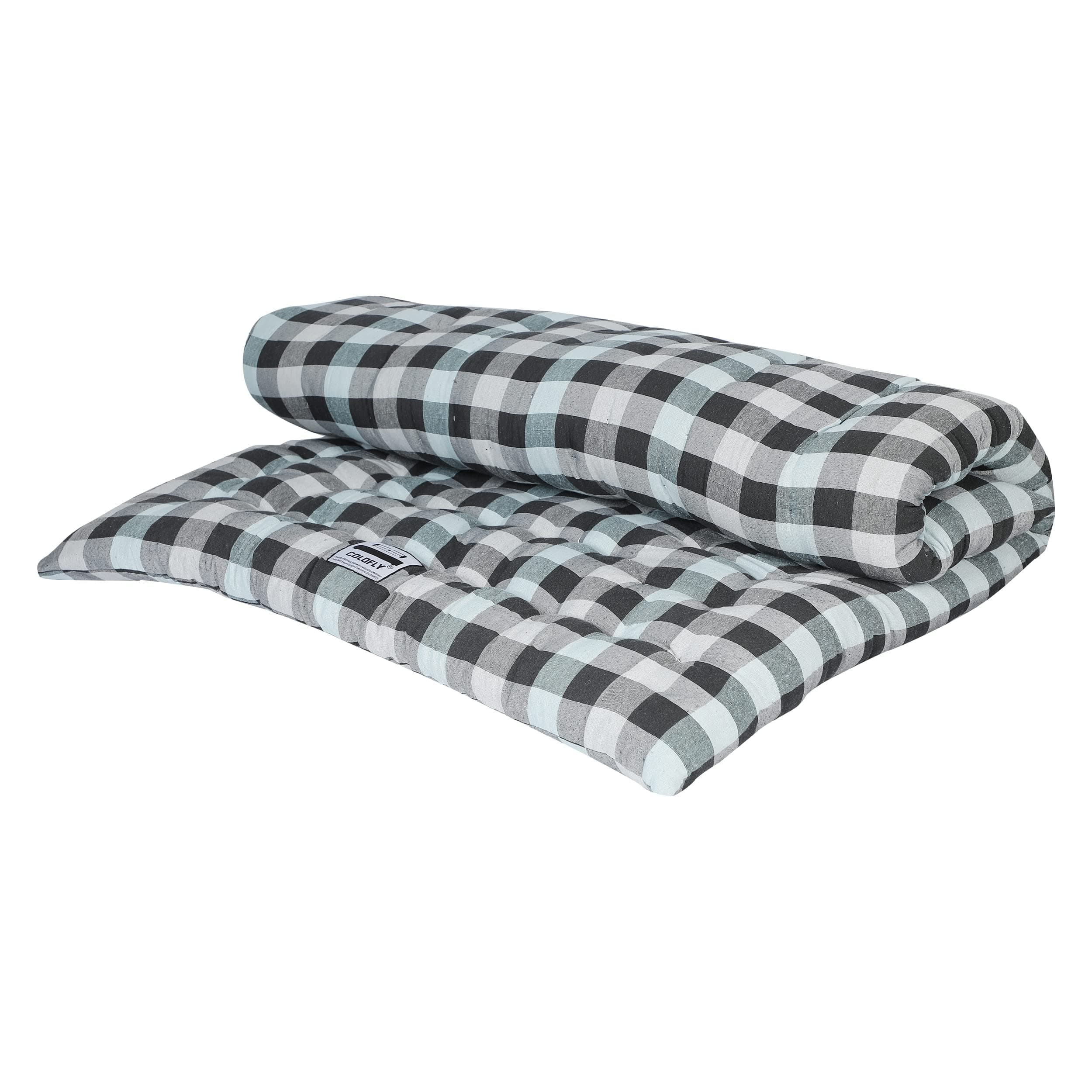 COLOFLY Soft Cotton Multicolour Mattress Gadda Double Bed 6x6 Feet Blue