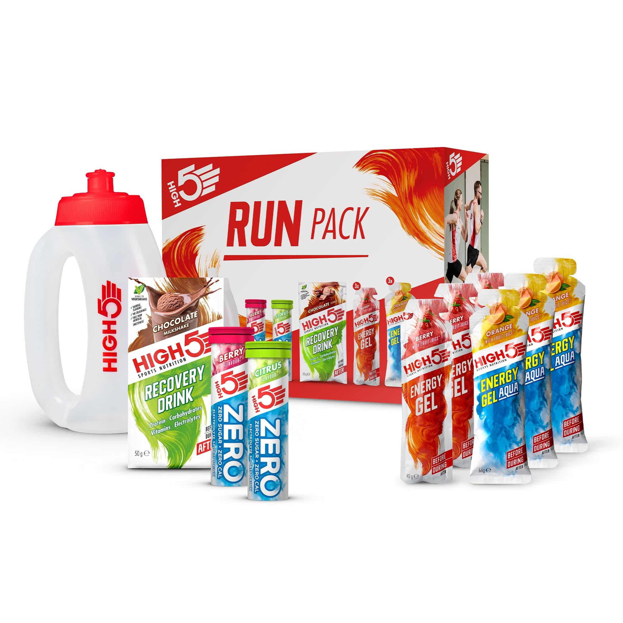 HIGH5 Run Pack Containing Our Running Energy Hydration & Recovery Products