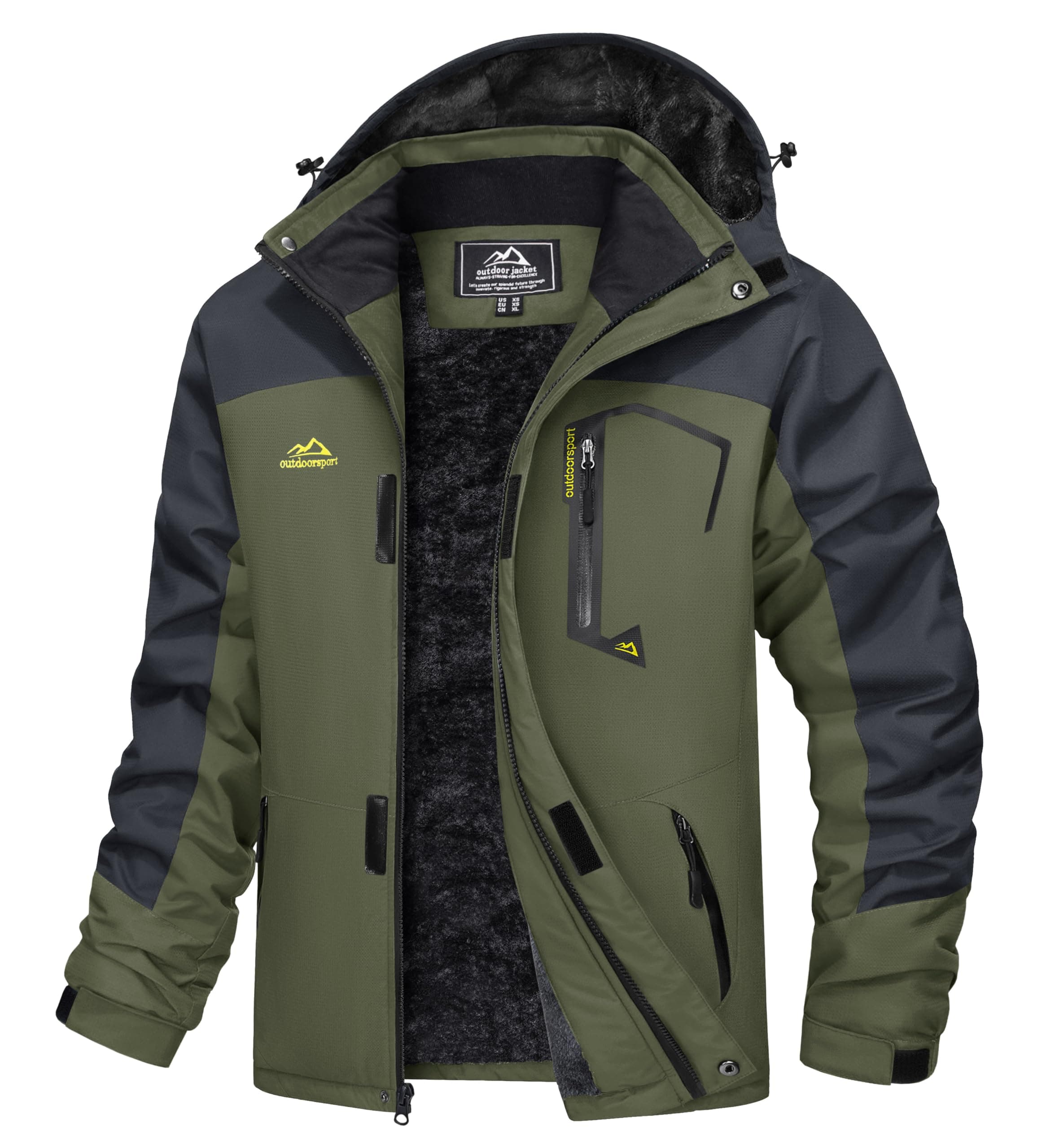Parka Jacket Men Waterproof Jaket Fleece Snowboard Jacket Soft Shell Jackets Winter Coats for Men Army Green