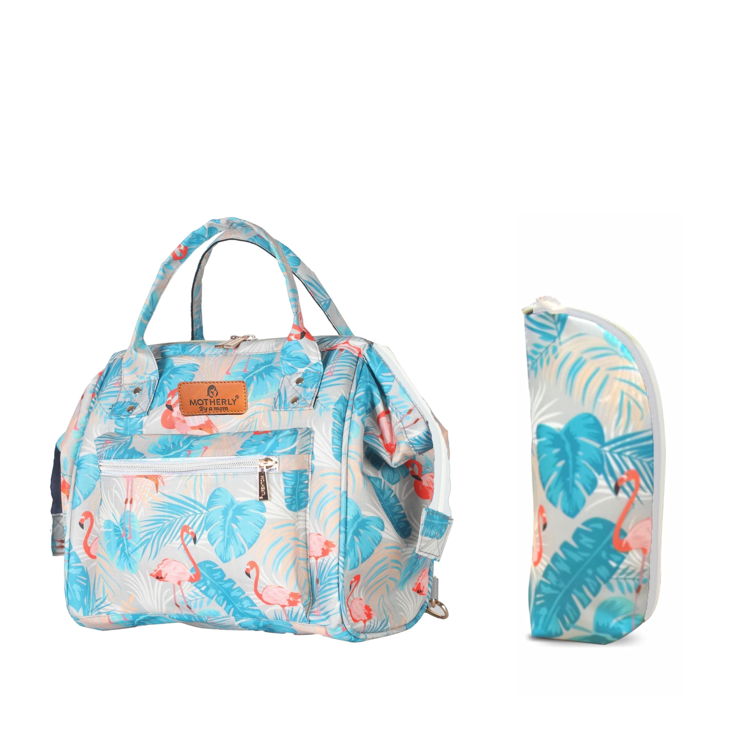 Motherly Mini Diaper Bag for Mothers for Travel, Small Maternity Handbag for Newborn Baby, Mothers Travelling Bag, Multiple Pocket Water Resistant Baby Bag(Flamingo)