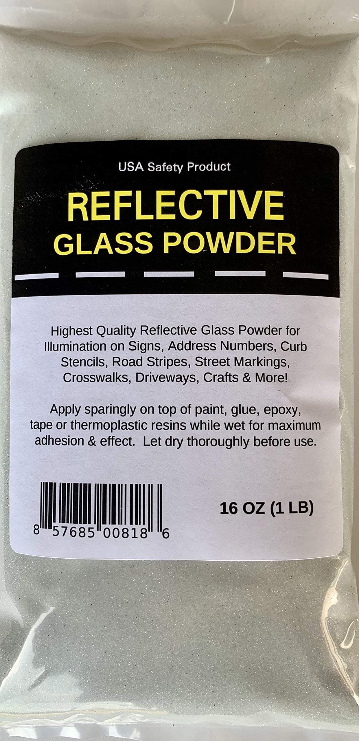 (0.5kg Bag) - Reflective Glass Powder (0.5kg Bag) for Road Marking, Curb Paint, Traffic Paint, Pavement Striping, Parking Lots, Crosswalks, Driveways, Airports, Traffic Signs, Painting, Arts & Crafts