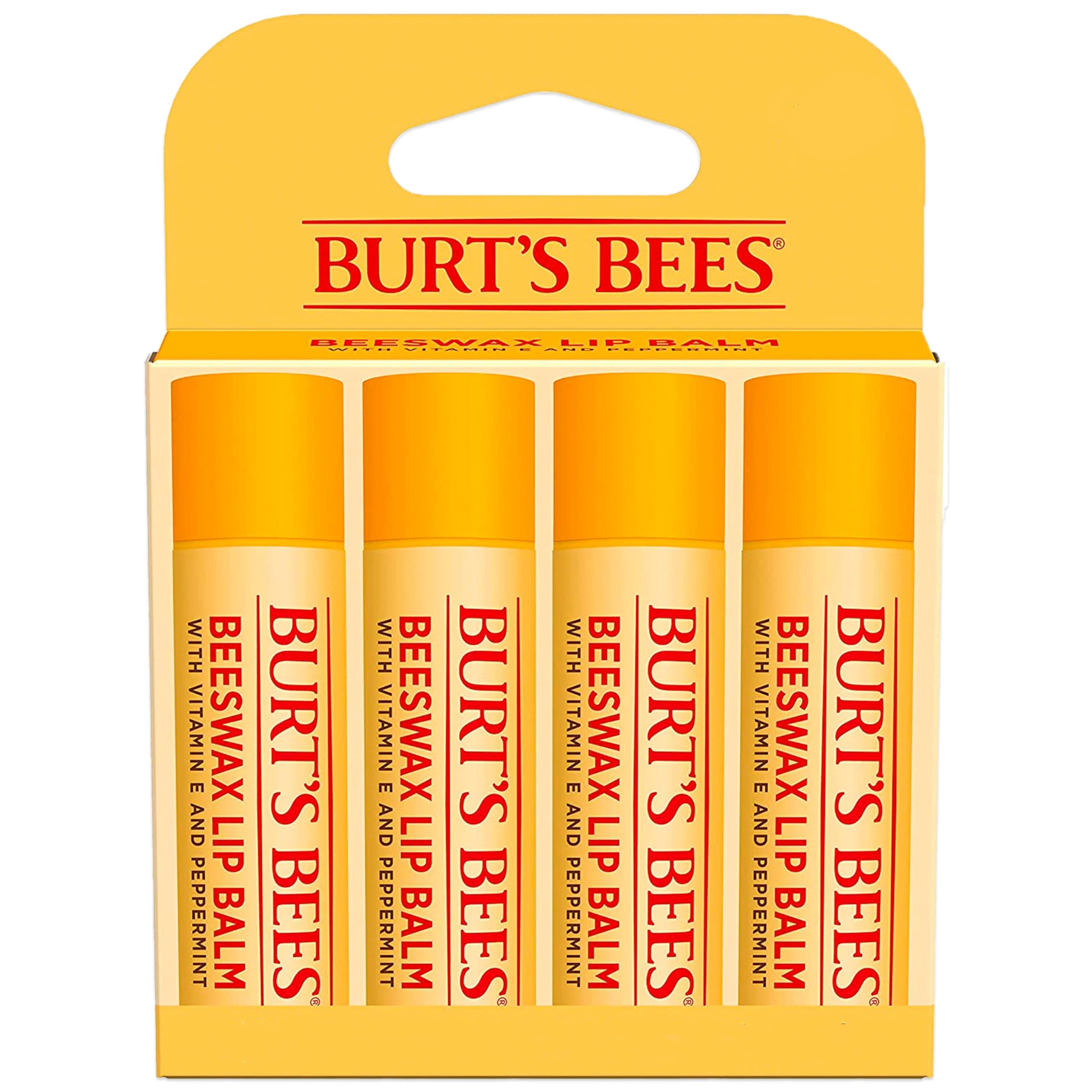 Burts Bees Beeswax Lip Balm Pack, 0.15 oz, 4-Piece
