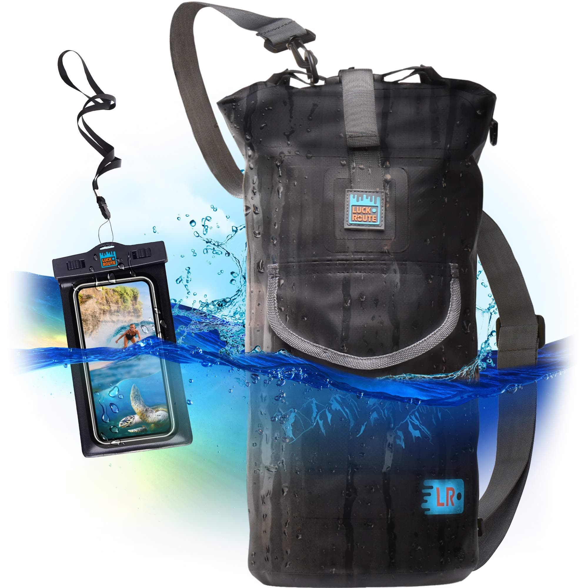 Dry Bag - Waterproof Backpack for Kayaking, Boating and Fishing - Quick-Access Outer Pocket & 500D Tear Resistance PVC