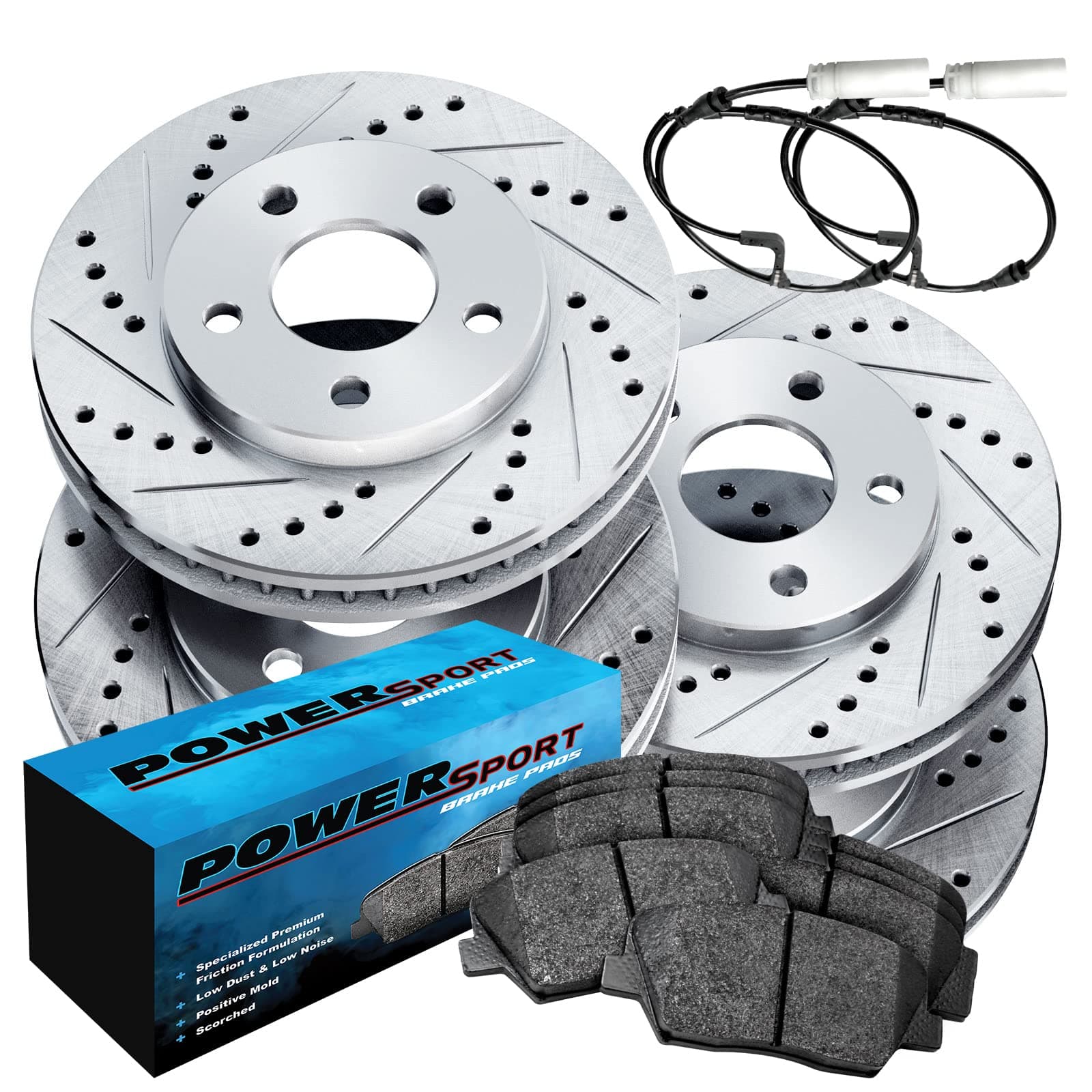 Front and Rear Brake Kit For 2007-2015 Audi Q7; 2003-2006 Porsche Cayenne; 2008-2010 Porsche Cayenne| Drilled Slotted Brake Rotors| Ceramic Brake Pads and Rotors Kit