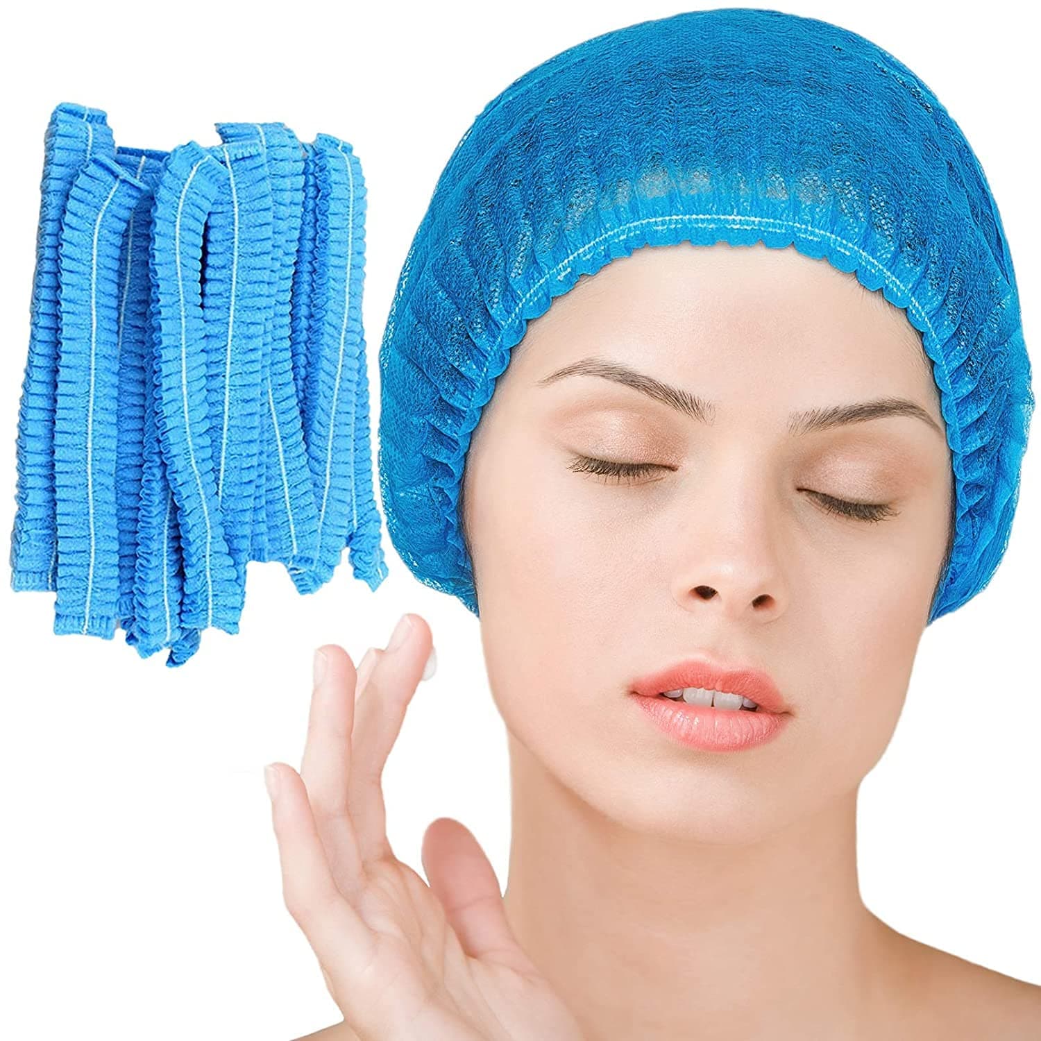 Disposable Bouffant Caps, 21inches Hair Net, Elastic Dust Cap for Food Service, Sleeping Head Cover