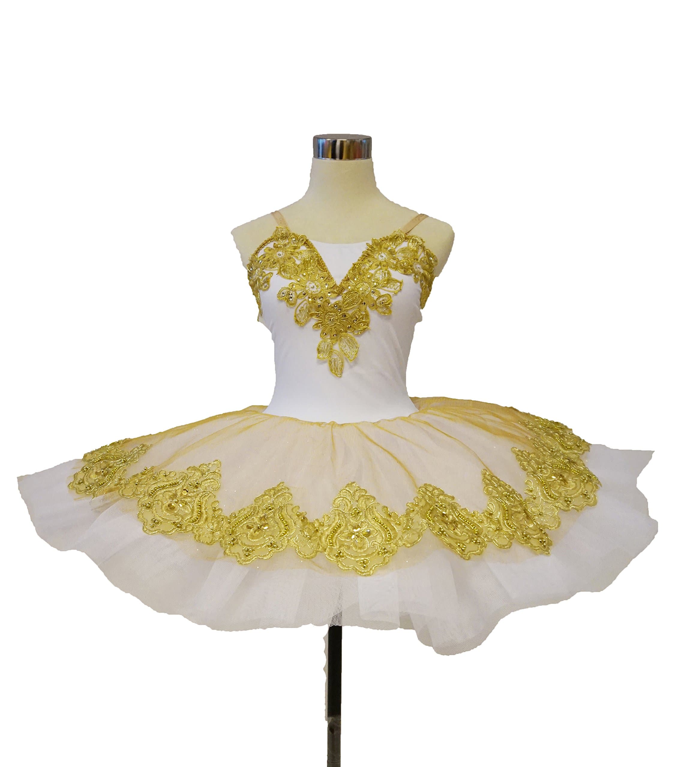 Adult White Royal Tutu with Gold Motifs Classical Ballet Costume, Size S