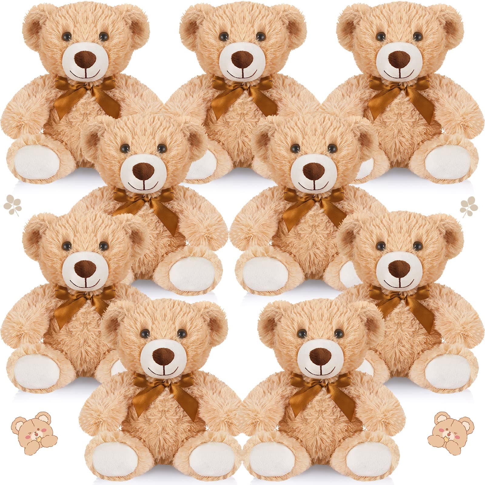 HyDren 9 Pcs 14 Inch Stuffed Animals Bears Bulk Soft Animal Plush Toys Bears Cute Dolls Gift for Valentine Wedding Mom Christmas Baby Shower Birthday Gift Home Decor(Light Brown)