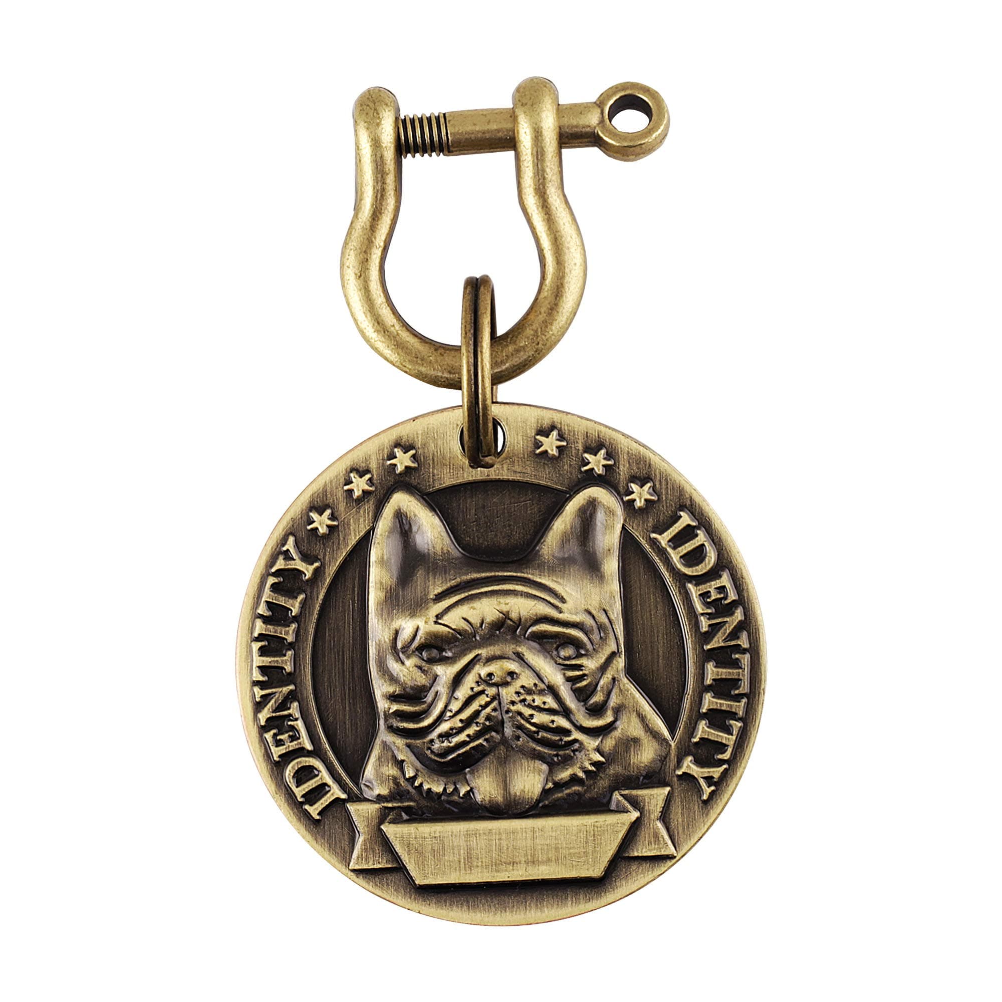 Emily Pets Brass Round Shape Dog Print Collar Tag Cum Collar Charm for Dog & Puppy