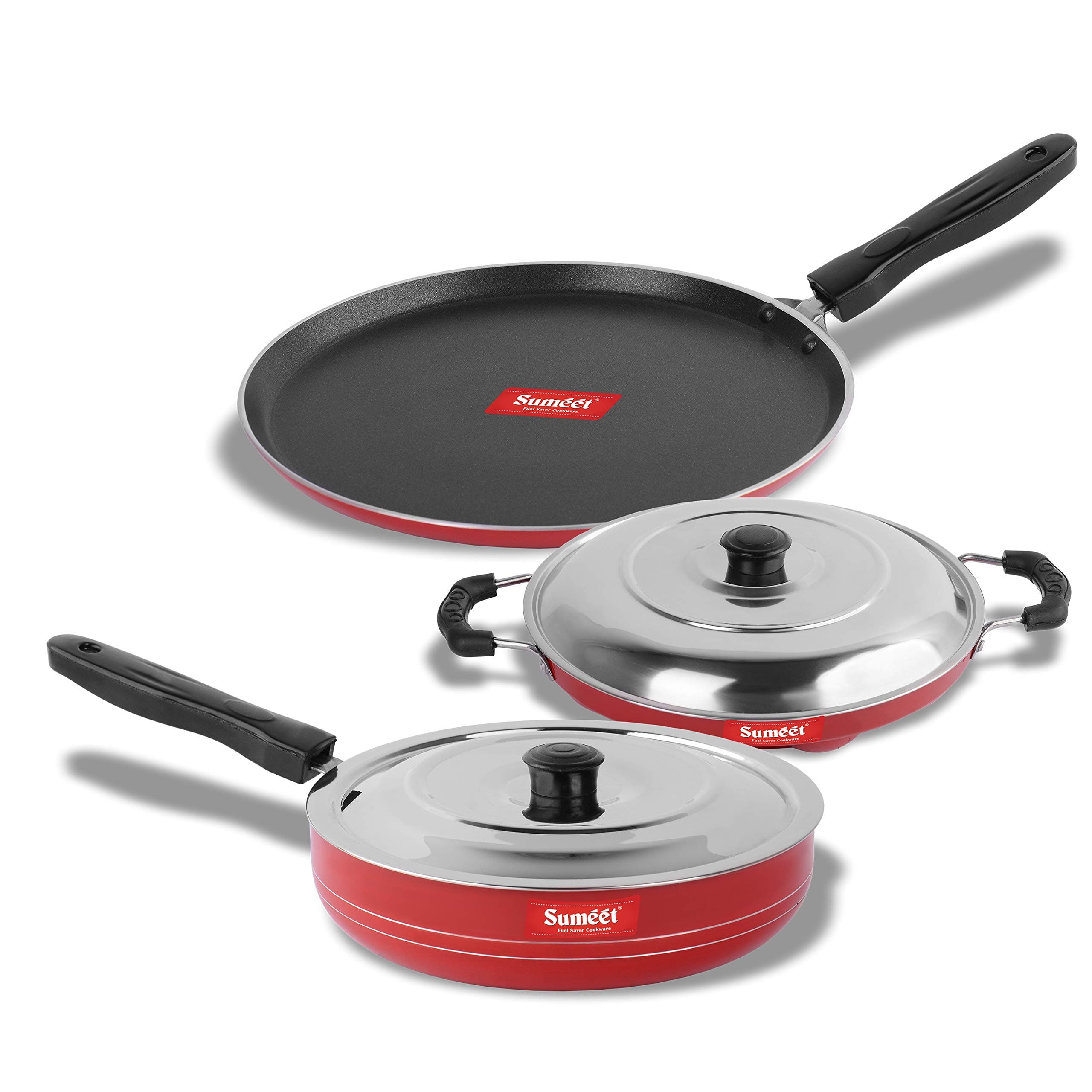 Sumeet 2.6Mm Thick Non-Stick Rufina Combo Set Standard Red