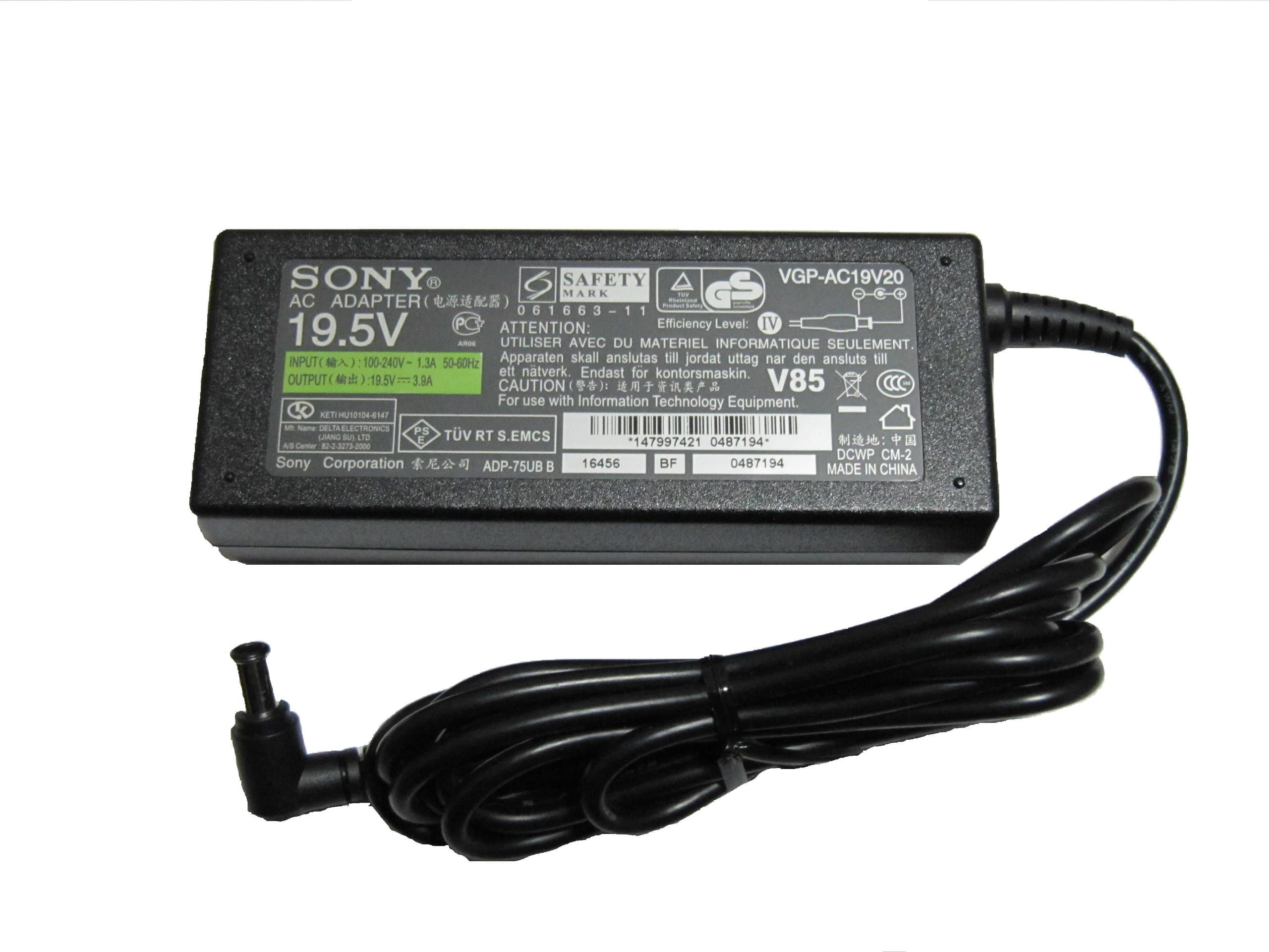 SONY VAIO 19.5V 3.9A 76W AC ADAPTER FOR SONY VGN-SZ230P/B,VGN-SZ240,VGN-SZ240P,VGN-SZ250P,VGN-SZ250P/C,VGN-SZ260P,VGN-SZ270P,VGN-SZ270P/C,VGN-SZ280P,VGN-SZ280P/C,100% COMPATIBLE WITH P/N:VGP-AC19V20,VGP-AC19V19,VG-AC19V27