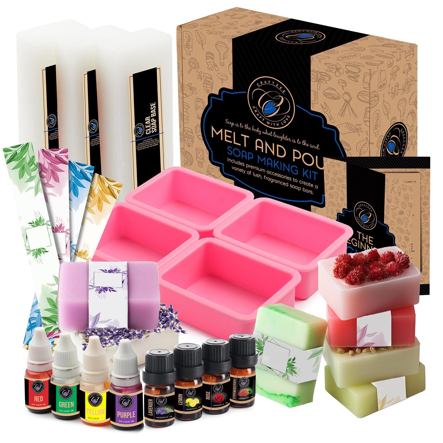 DIY Soap Making Kit - Adults & Kids - Glycerin Soap Base, Fragrance Oils, Silicone Molds & More Melt and Pour Supplies