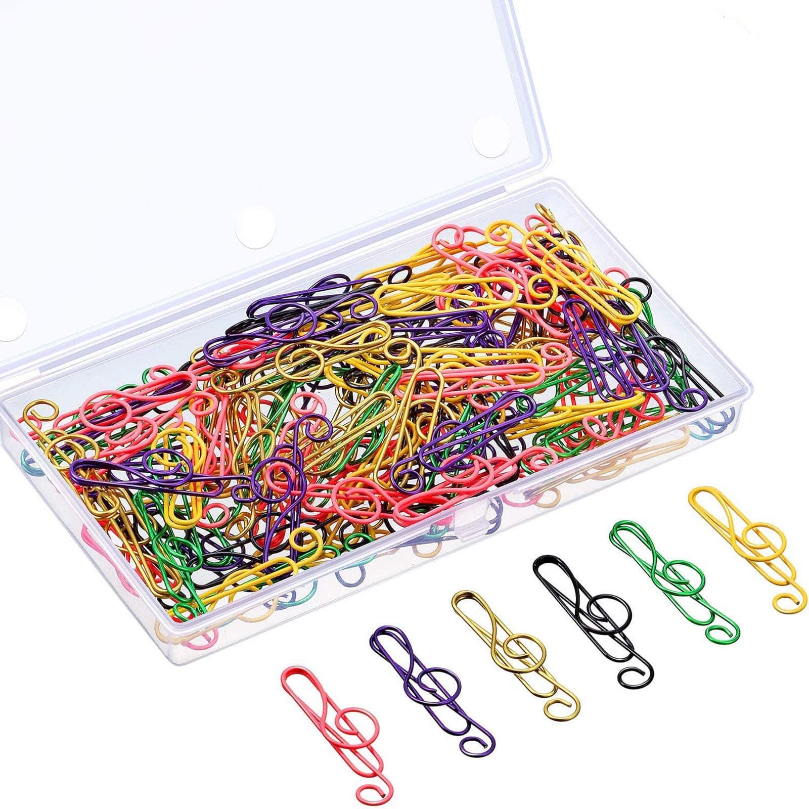 Outus 100 Pcs Music Teacher Gifts Music Paper Clips 6 Colors Metal Musical Notes Clip Treble Clef Paper Clips for Classroom Reading Desk Bookmark Office School Notebook