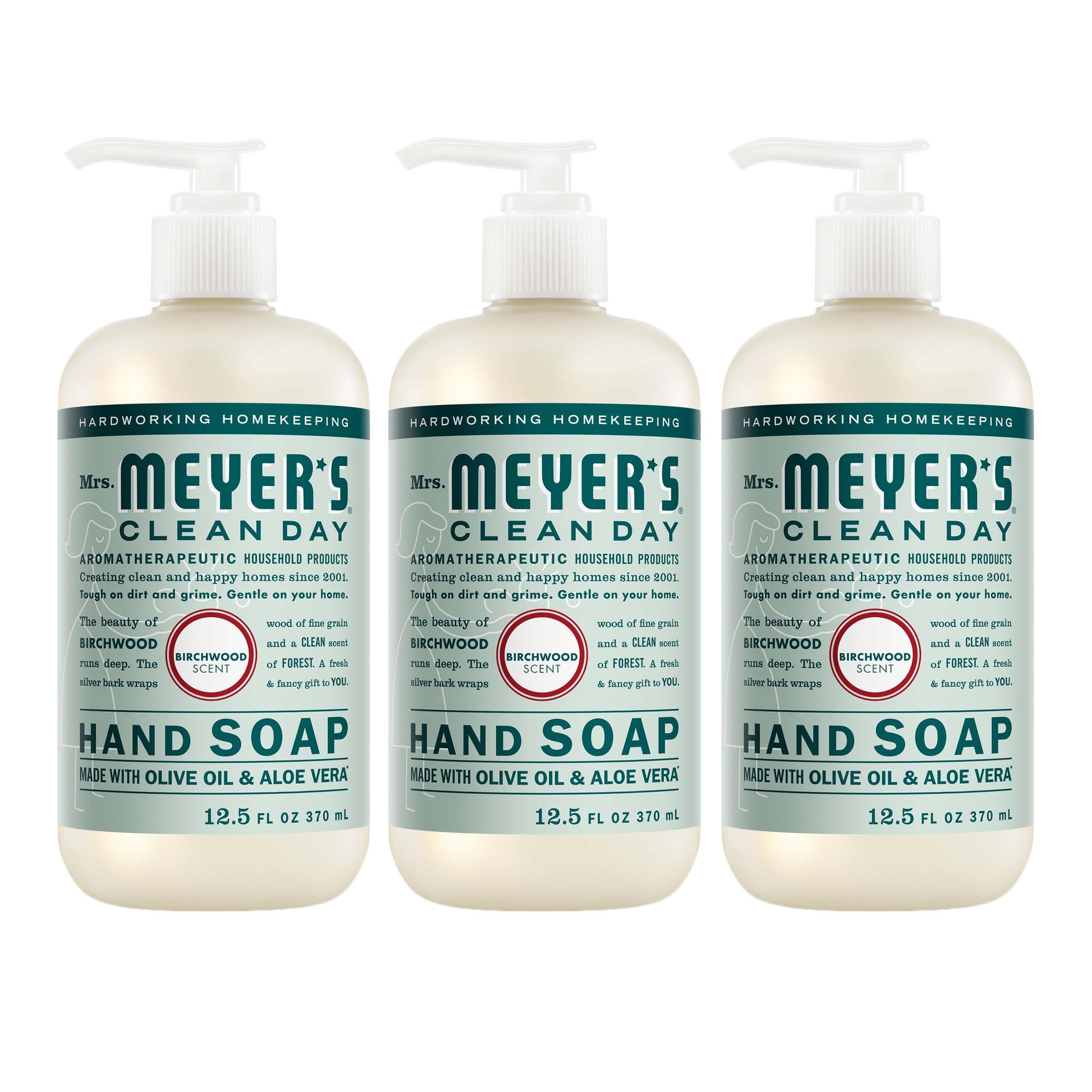 MRS. MEYER'S CLEAN DAY Hand Soap, Birchwood Scent, 12.5 Fl Oz Bottle - 3 Pack