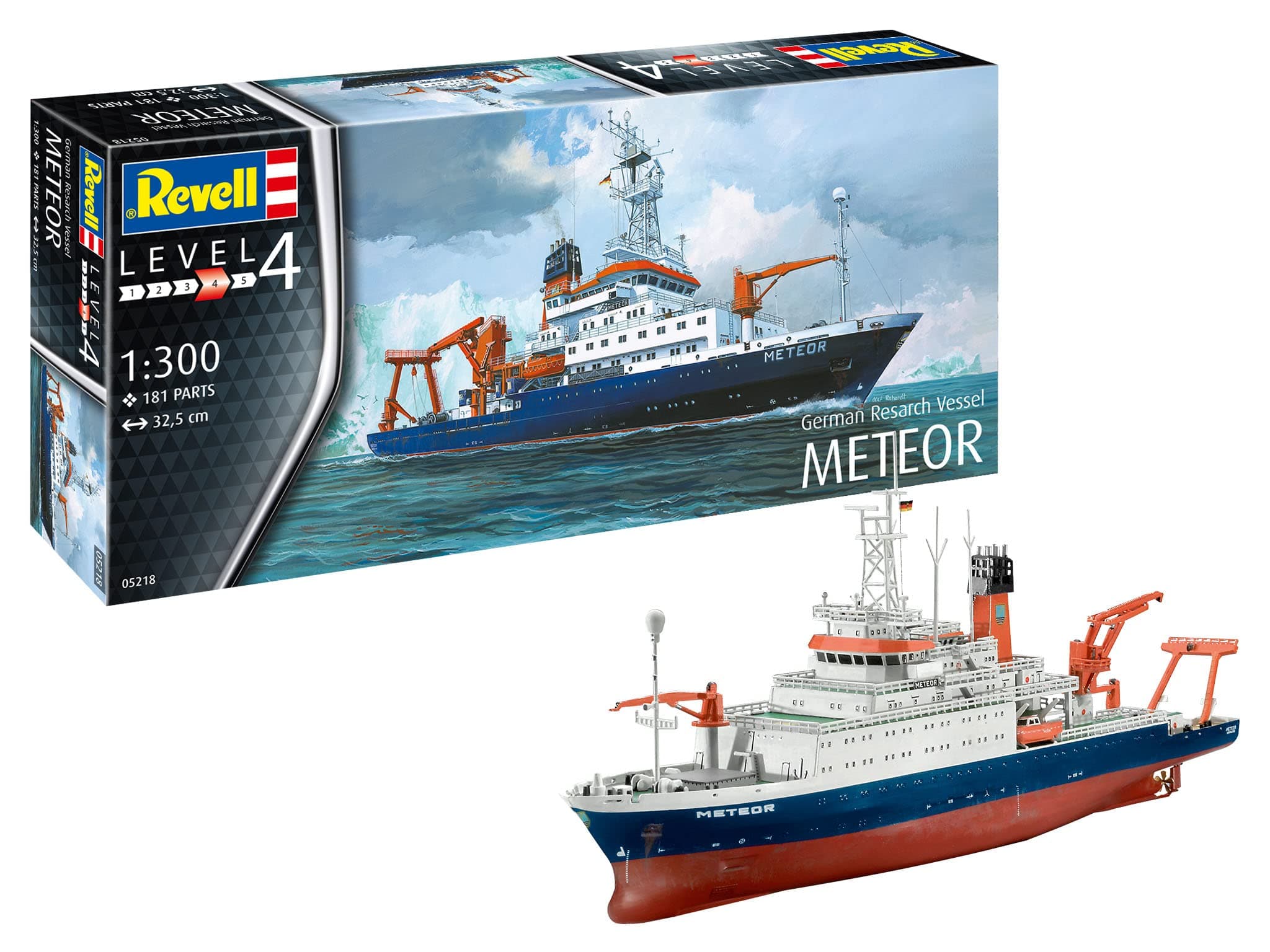 Revell 05218 German Research Vessel Meteor 1:300 Model Kit, Unpainted