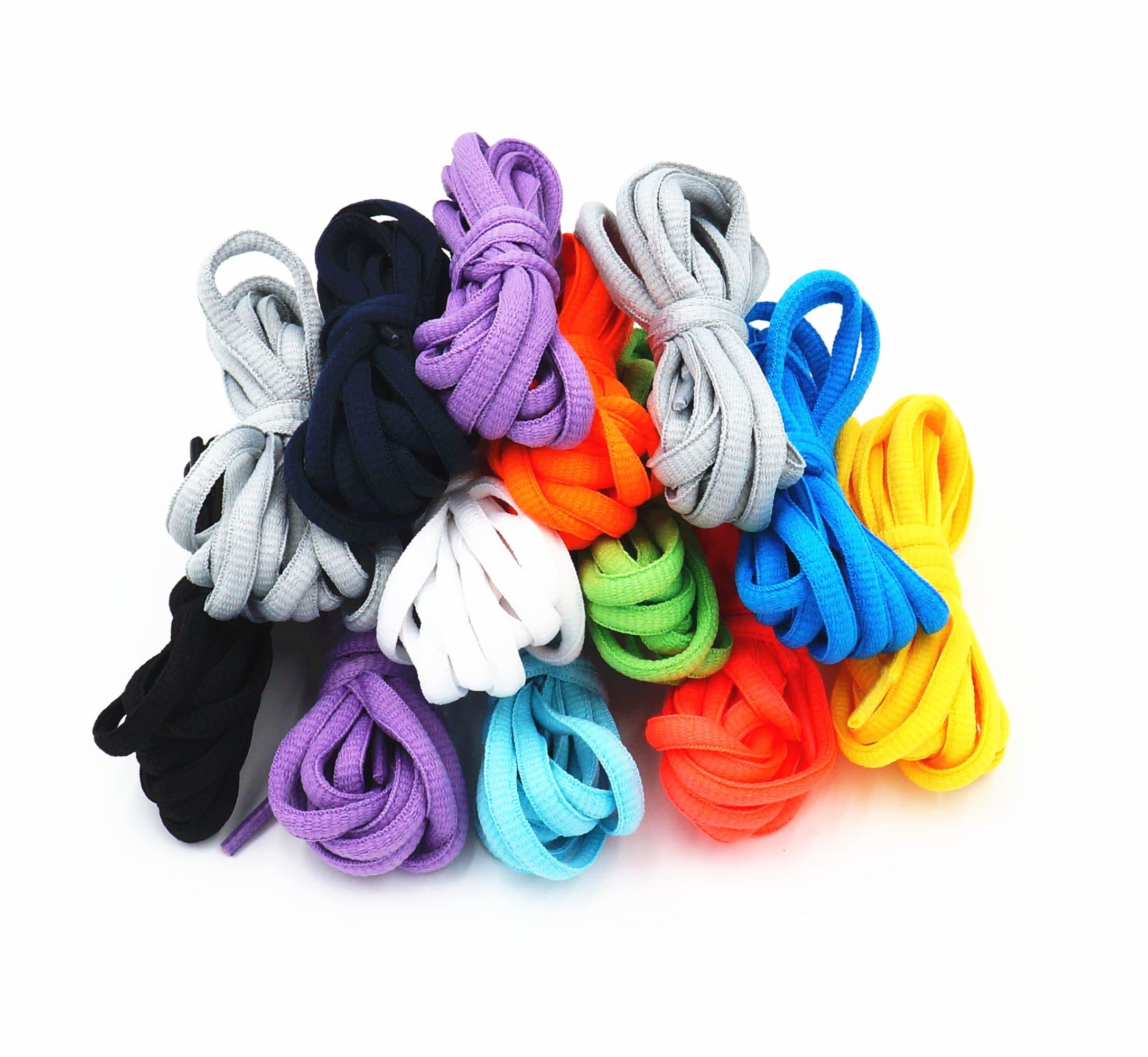 Saliency Half Round Shoelaces for Sneakers and Shoes 12 Pairs (Assorted Colors)