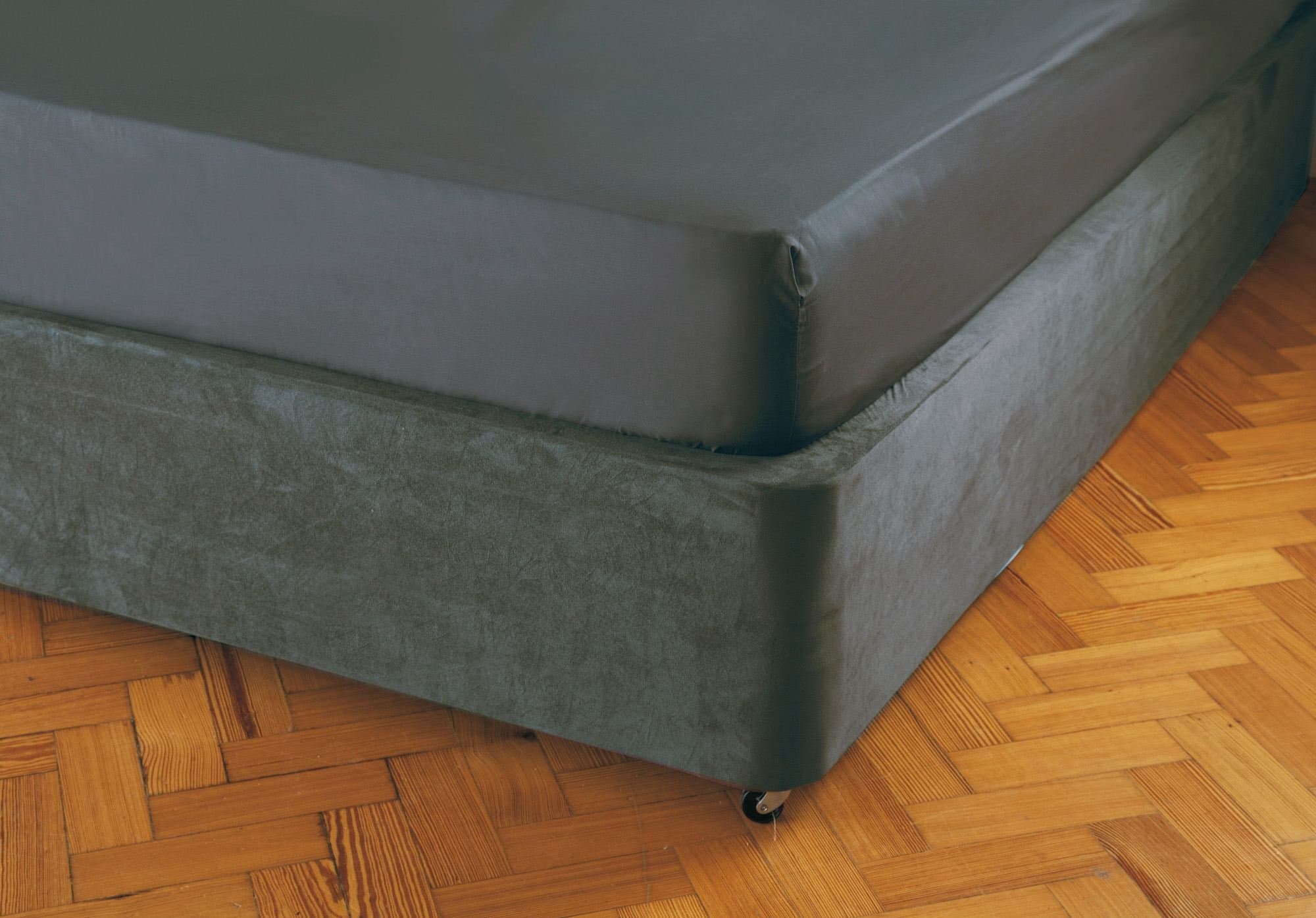 Divan Bed Base Wrap Valance in Single Bed Size in Charcoal Grey 38cm Deep