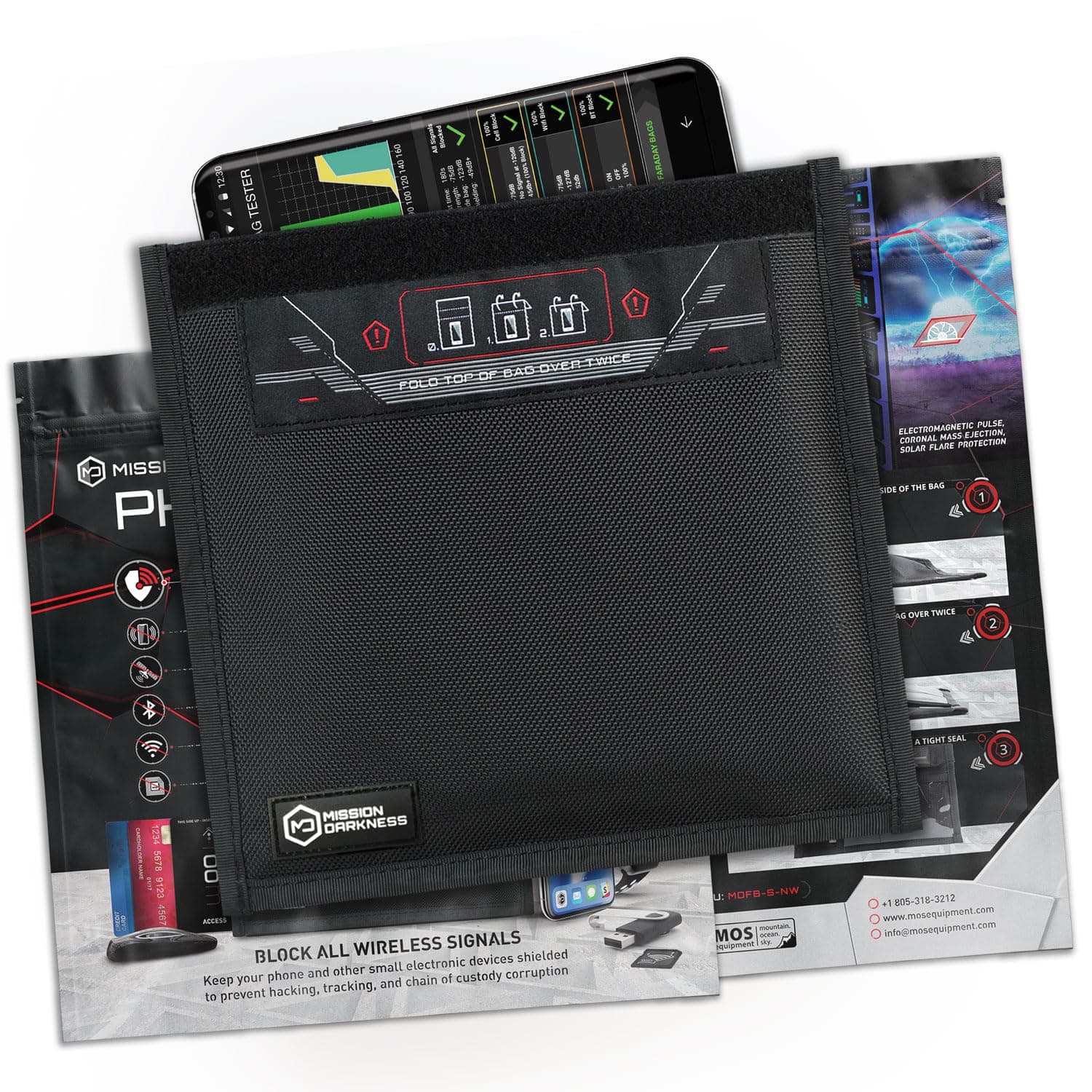 – Mission Darkness Non-Window Faraday Bag for Phones // Device Shielding for Law Enforcement, Military, Executive Privacy, Travel & Data Security, Anti-hacking & Anti-tracking Assurance
