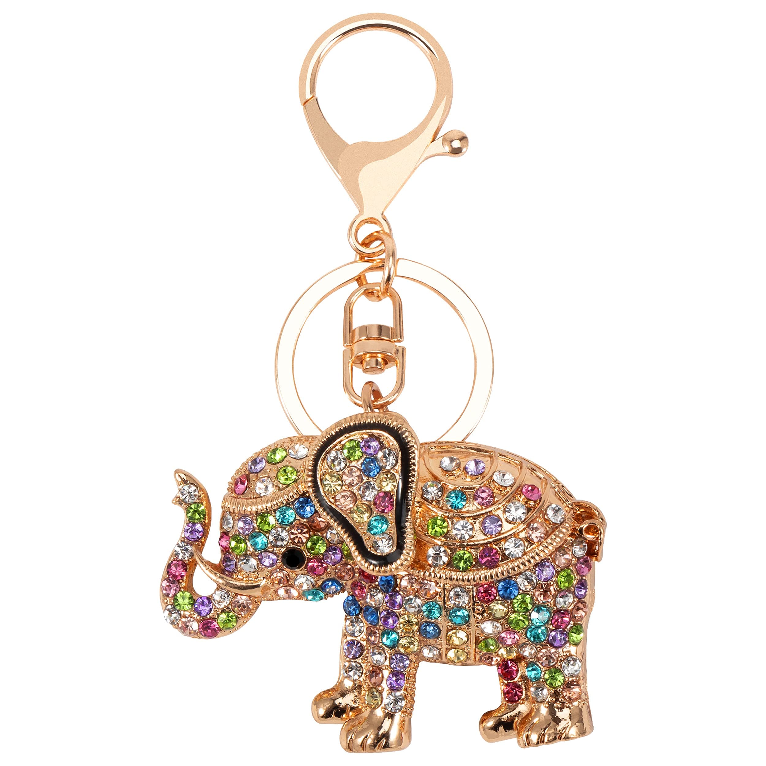 Elephant Keychains for Women Girls Cute Rhinestone Animal Key Chain Ring Purse Bag Handbag Charms Men Boys Gifts