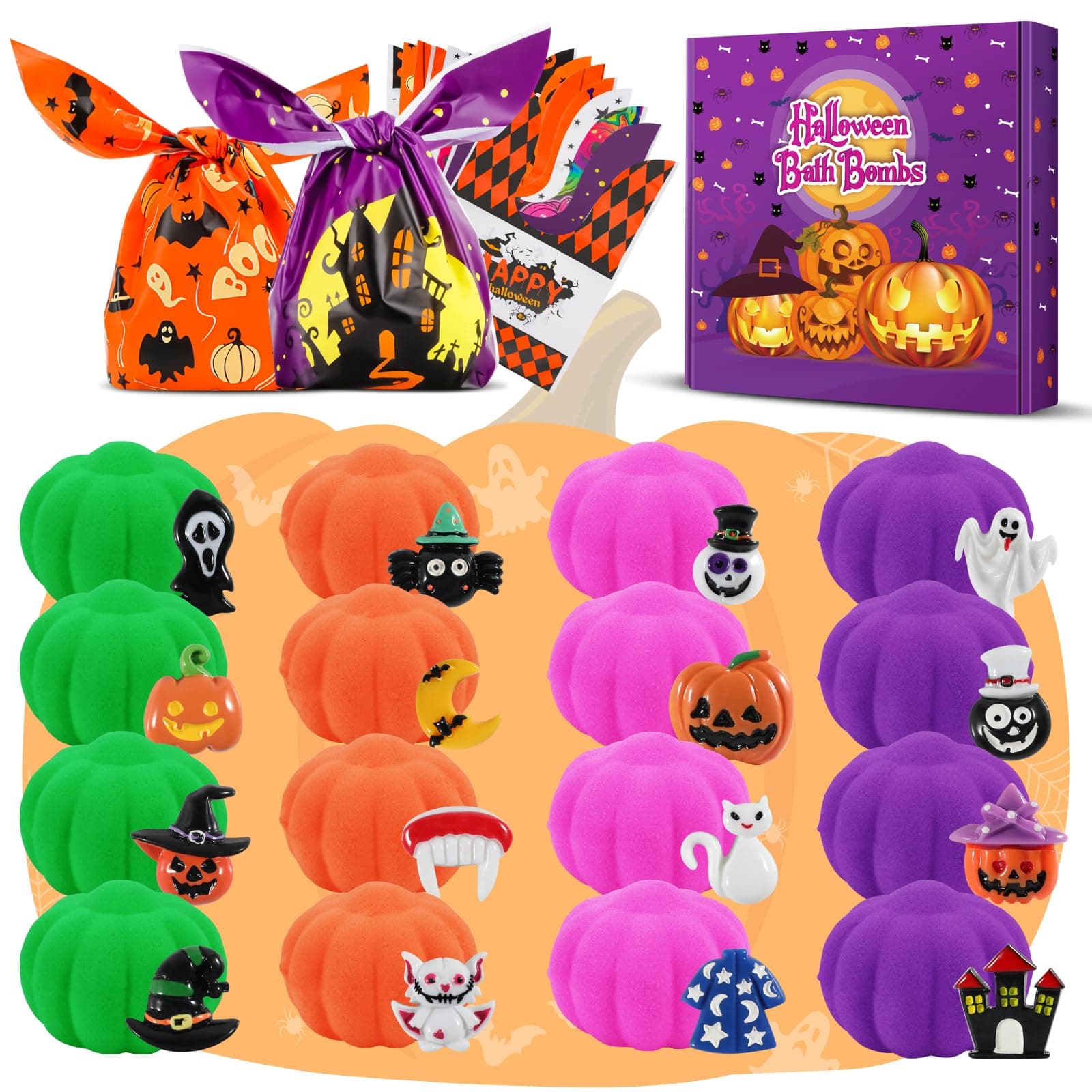 Bath Bombs for Kids-16 Pack Bath Bomb, Christmas Gifts for Kids, Hidden Spooky Toys, Gentle and Kids Safe, Ideal Birthday Gift for Boys & Girls