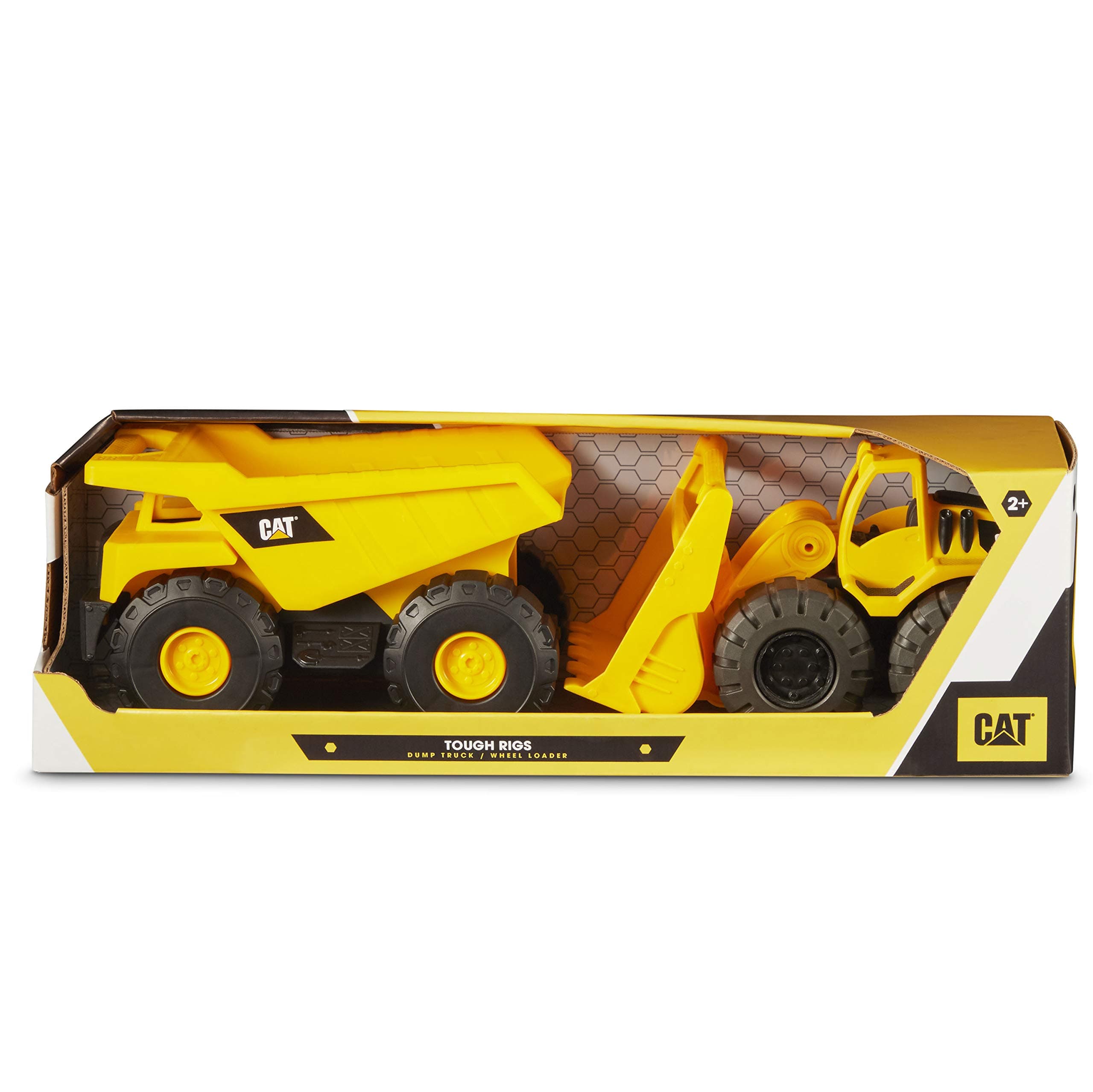 Cattoysofficial Construction Toys, Tough Rigs 15" Dump Truck & Loader Set Toys 2 Pack Ages 2+, Kid Powered Caterpillar Vehicle Set, Indoor Or Outdoor Play, No Batteries Required