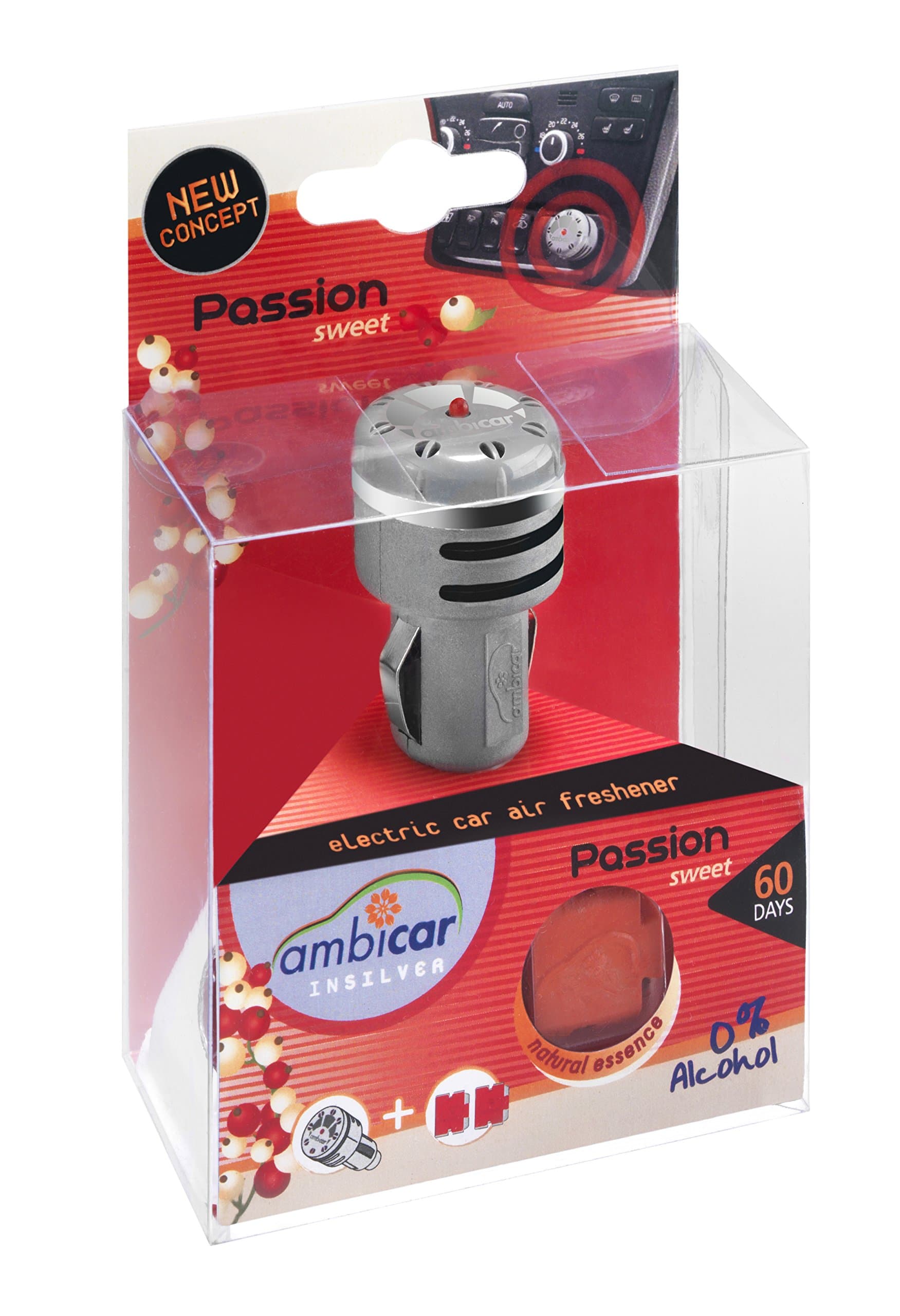Ambicar Passion ( Intense & Oriental ) Insilver ELECTRIC CAR AIR FRESHNER (55g,Silver)