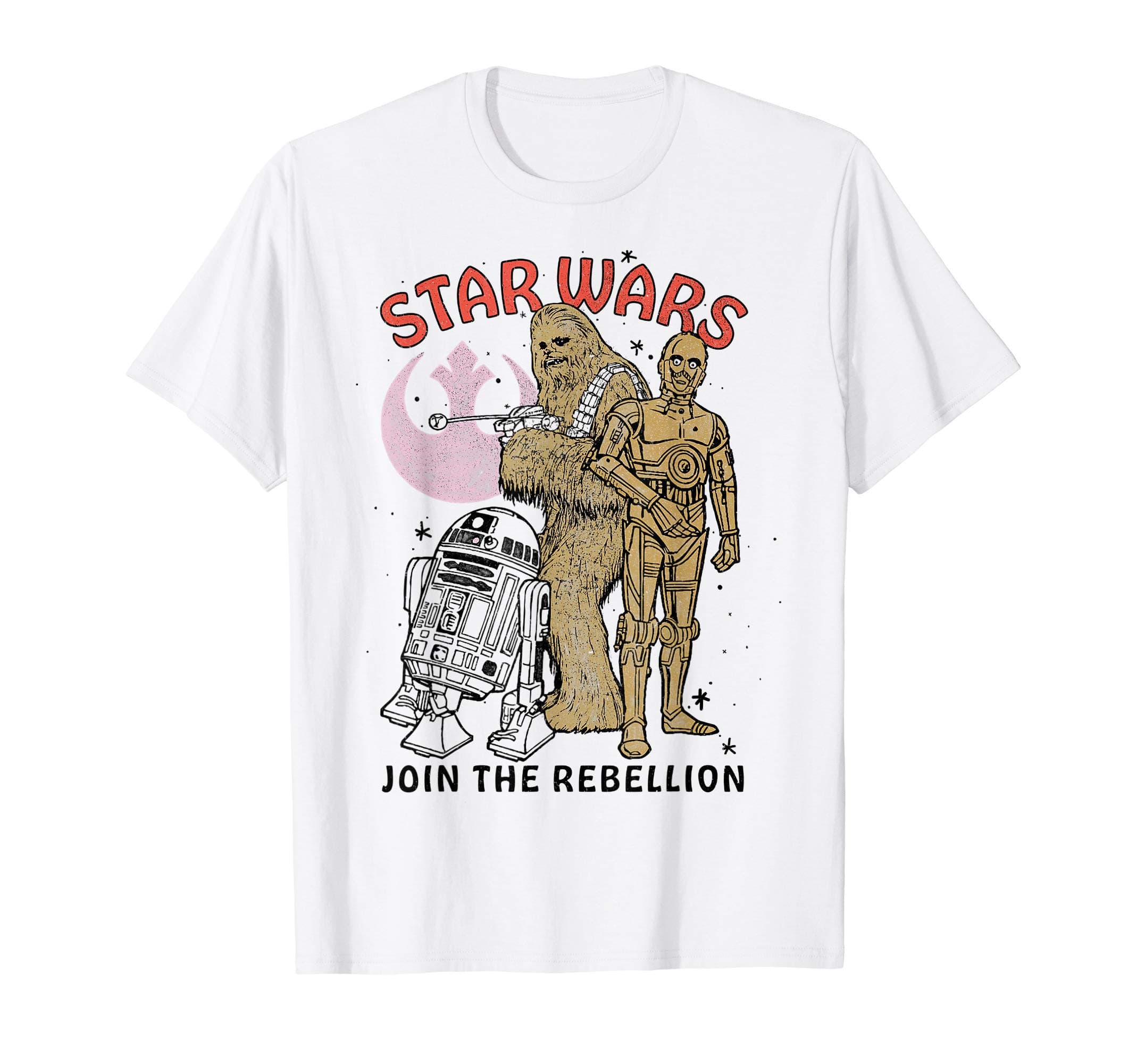 STAR WARSChewbacca R2-D2 C-3PO Join The Rebellion T-ShirtOEKO-TEX STANDARD 100