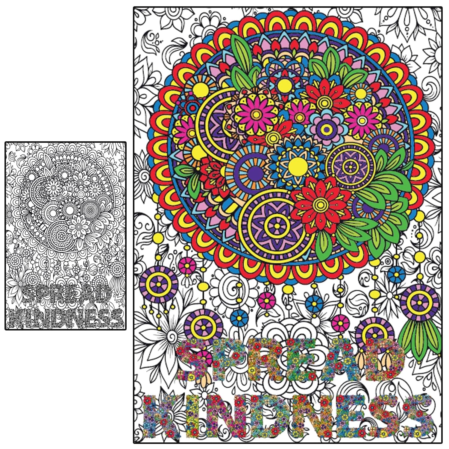 Giant Coloring Poster for Adults and Kids - Extra Large Coloring Posters for Classroom at Work - Adult Wall Poster to Color in The Office School - Mandala Big Sheets Kindness - Huge Pages Jumbo Size
