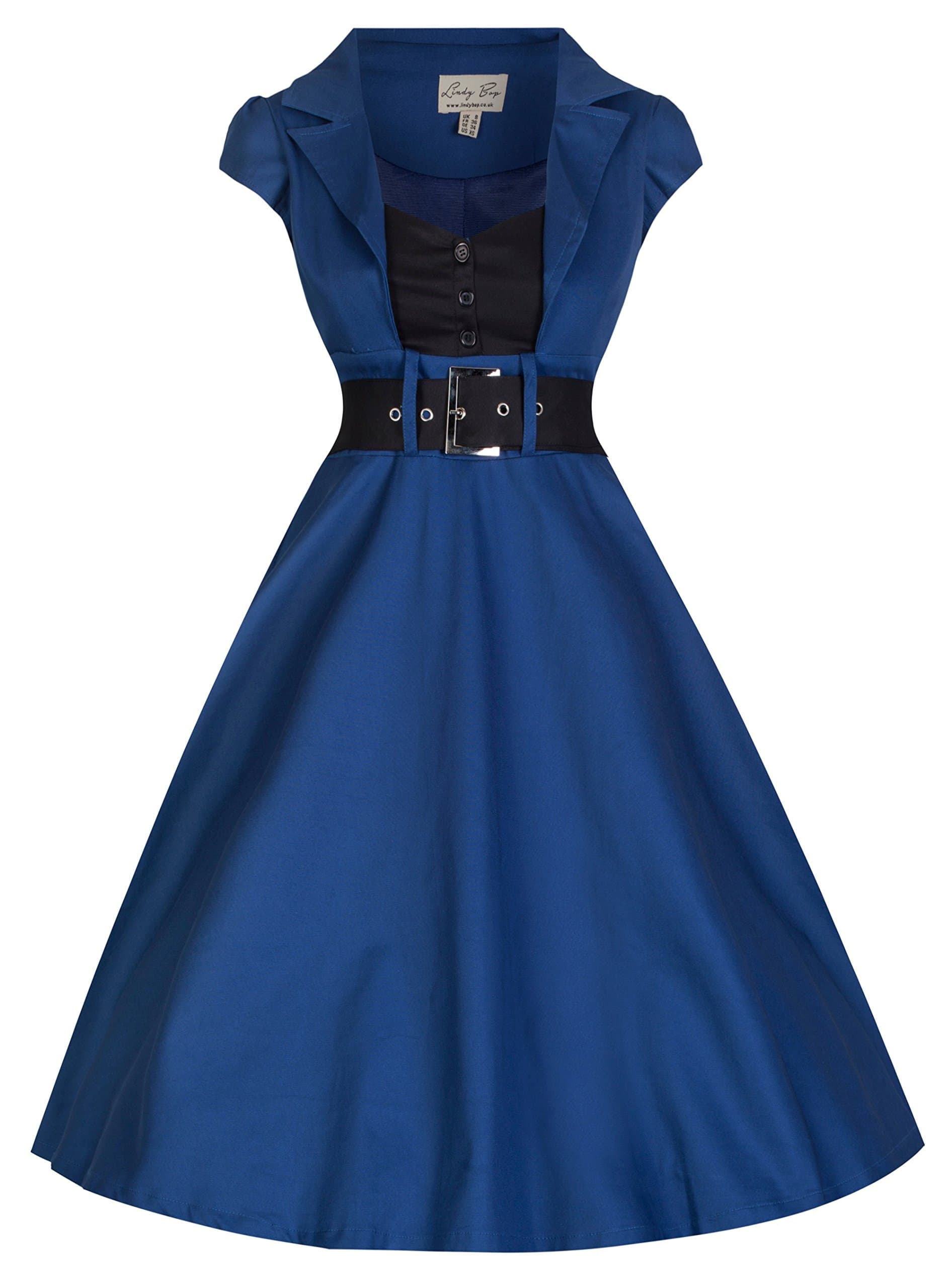 Lindy Bop 'Geneva' Midnight Blue Swing Dress