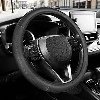 SEG Direct Car Steering Wheel Cover for Prius Civic 14-14.25 inch, Black Microfiber Leather